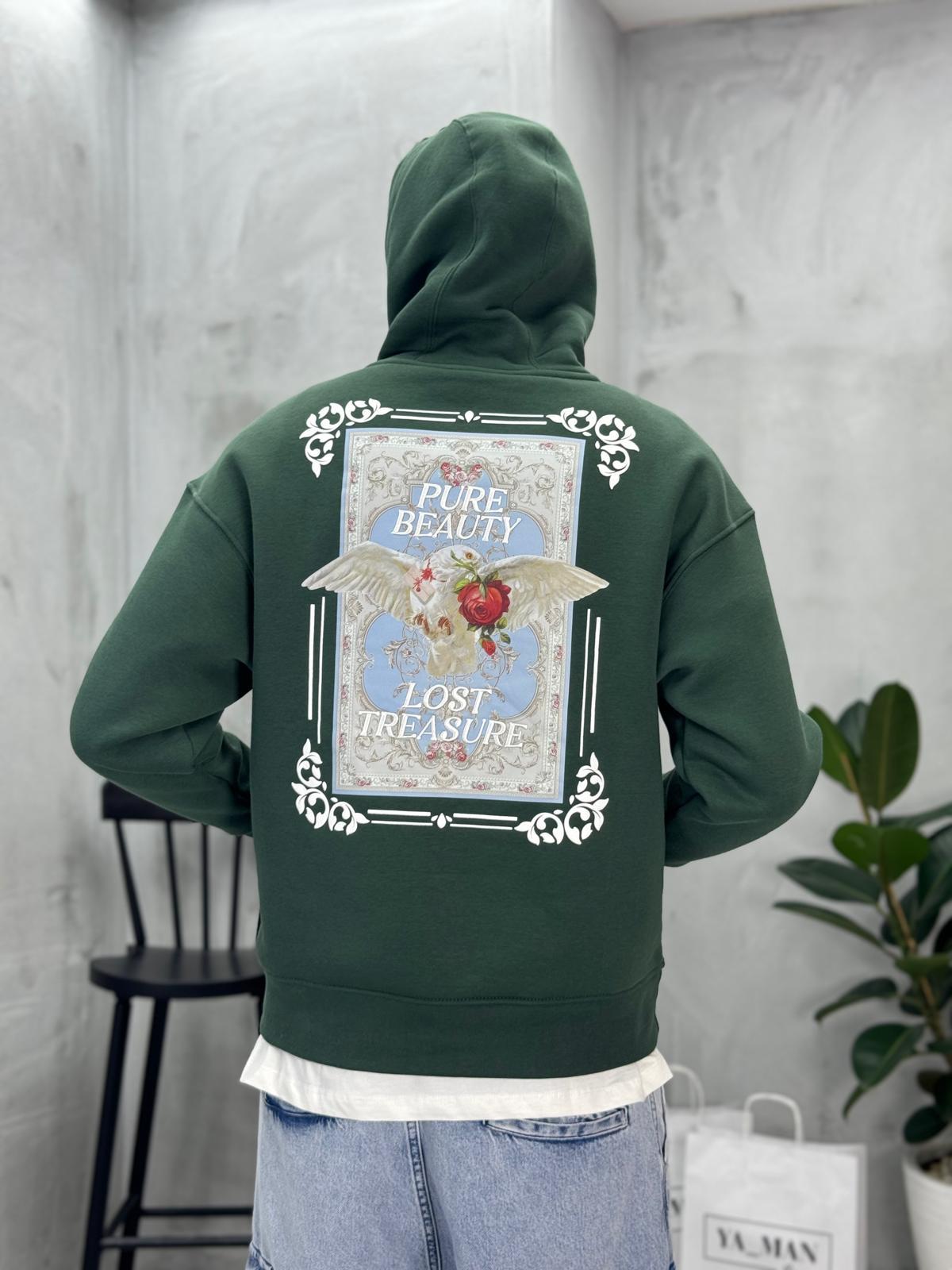 Çerçeve Baskılı Sweatshirt Yeşil