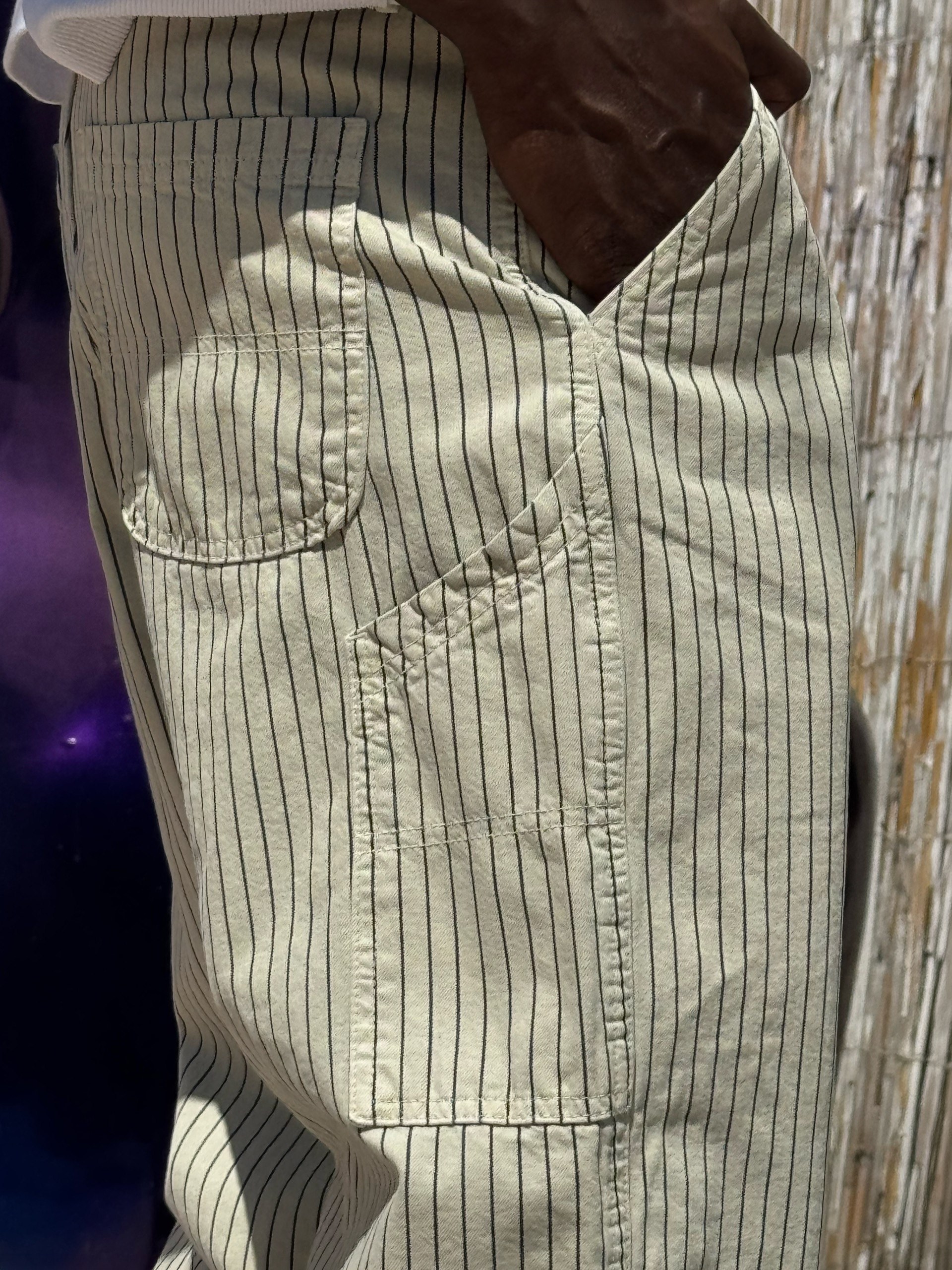 Çizgi Detaylı Baggy Pantolon Bej