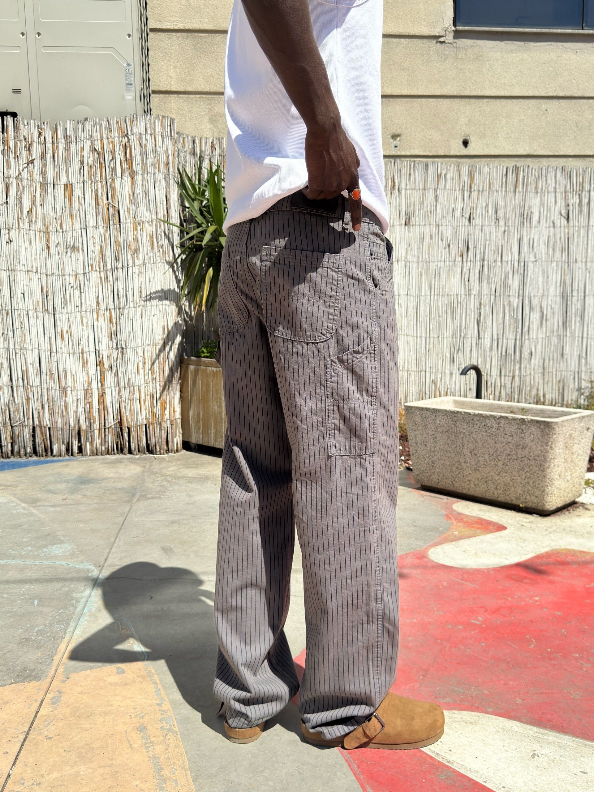 Çizgi Detaylı Baggy Pantolon Gri
