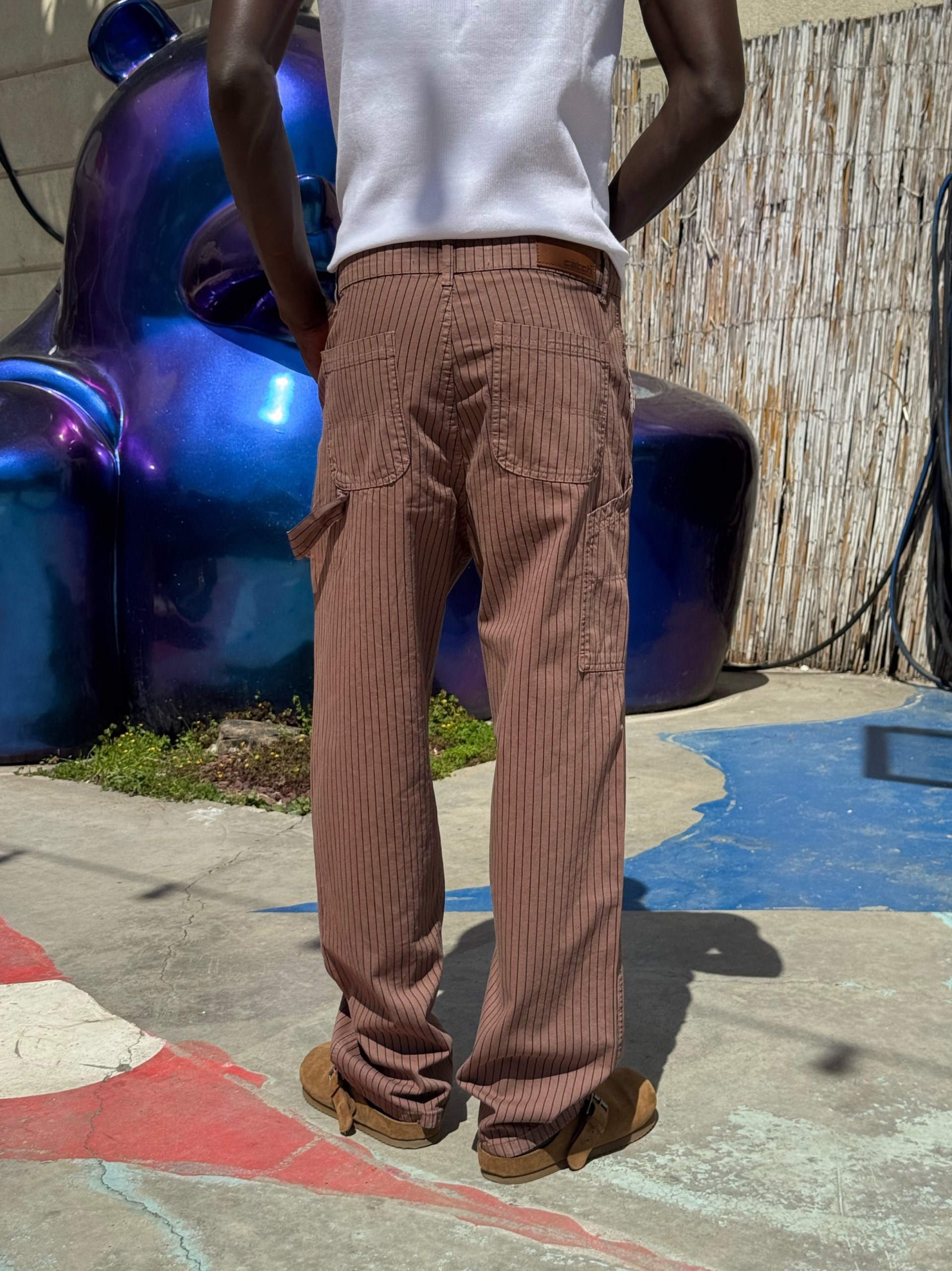 Çizgi Detaylı Baggy Pantolon Kahve