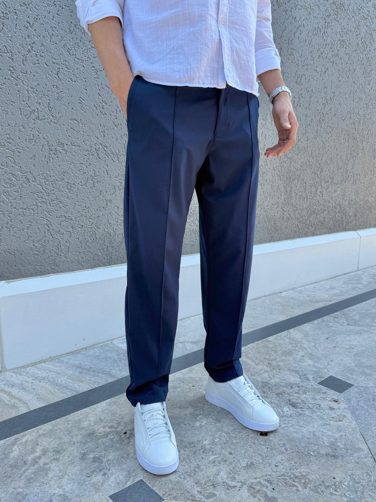 Çizgi Detaylı Basic Jogger Pantolon Lacivert