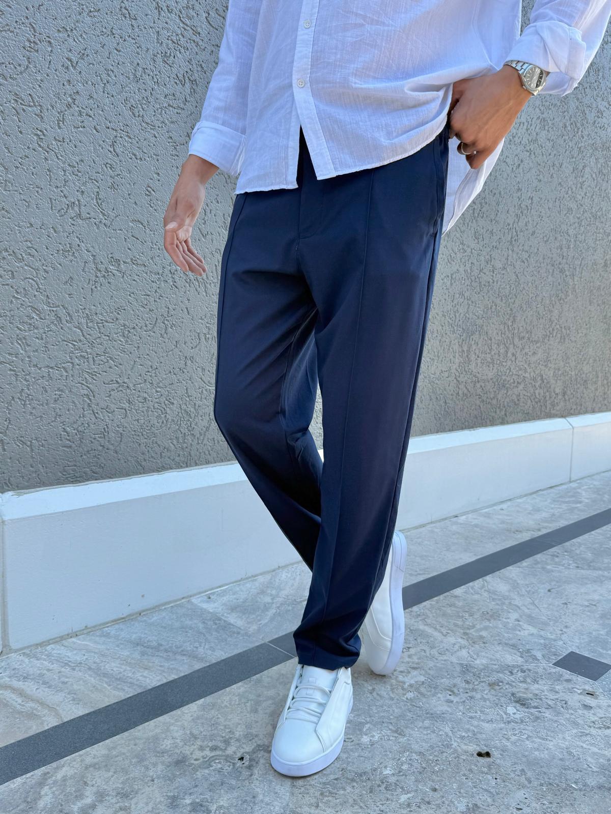 Çizgi Detaylı Basic Jogger Pantolon Lacivert