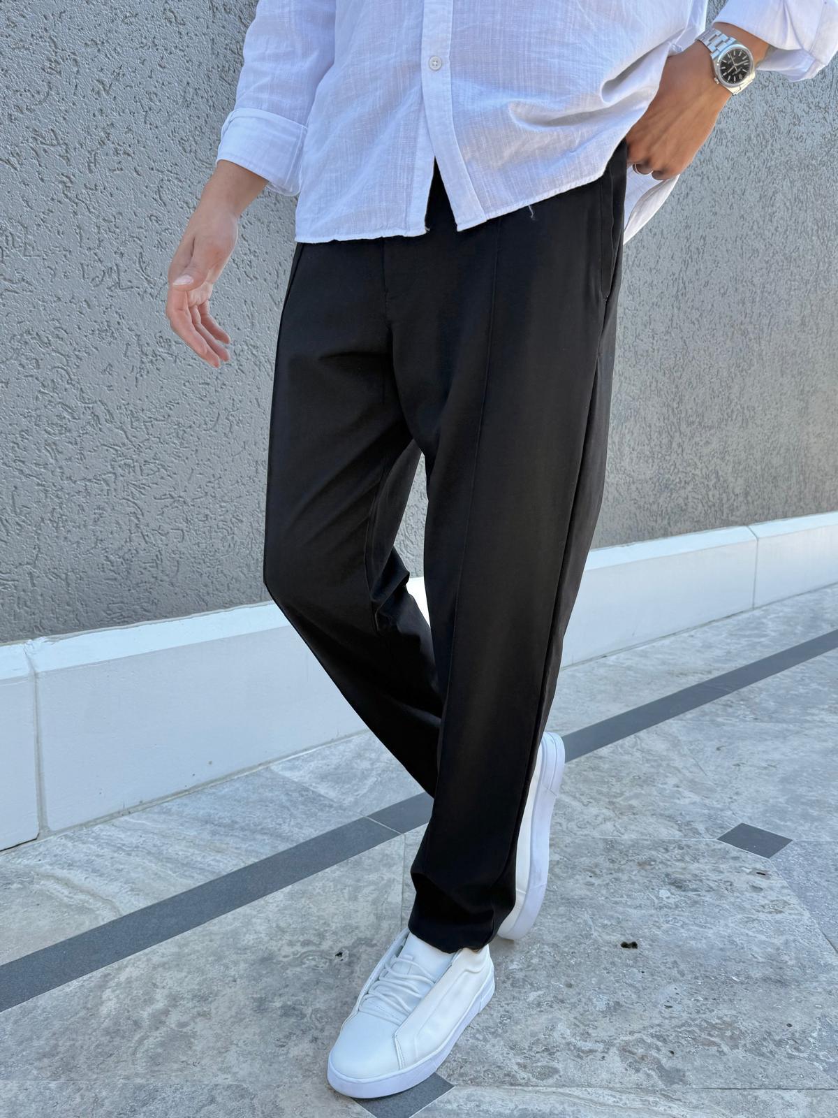 Çizgi Detaylı Basic Jogger Pantolon Siyah