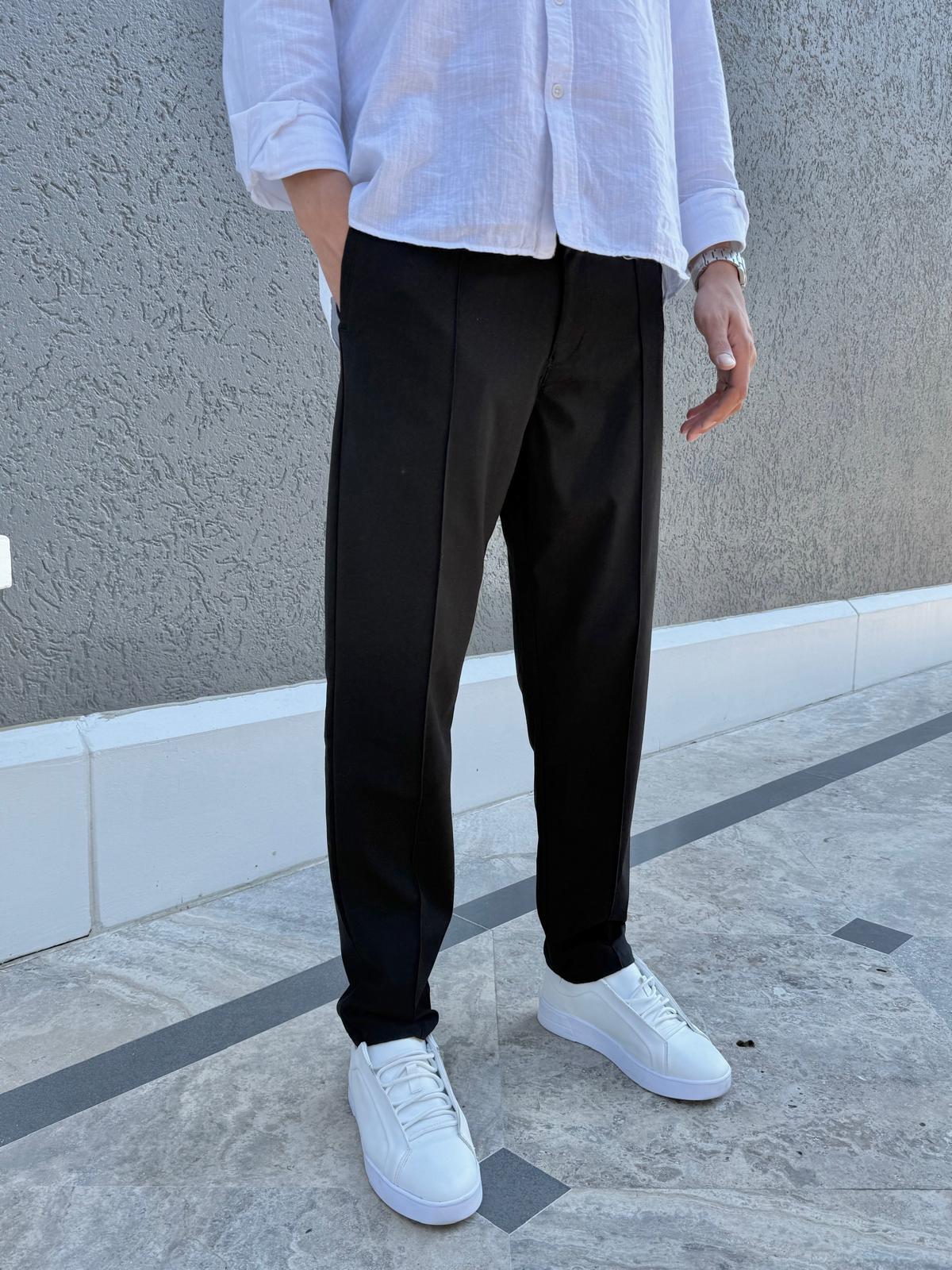 Çizgi Detaylı Basic Jogger Pantolon Siyah