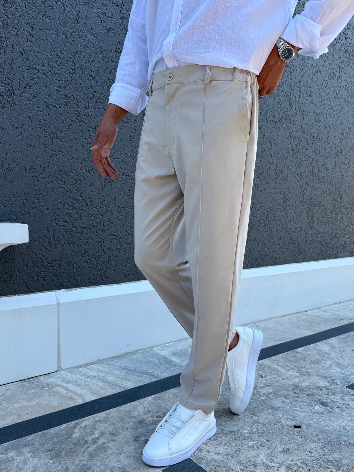Çizgi Detaylı Basic Jogger Pantolon Taş