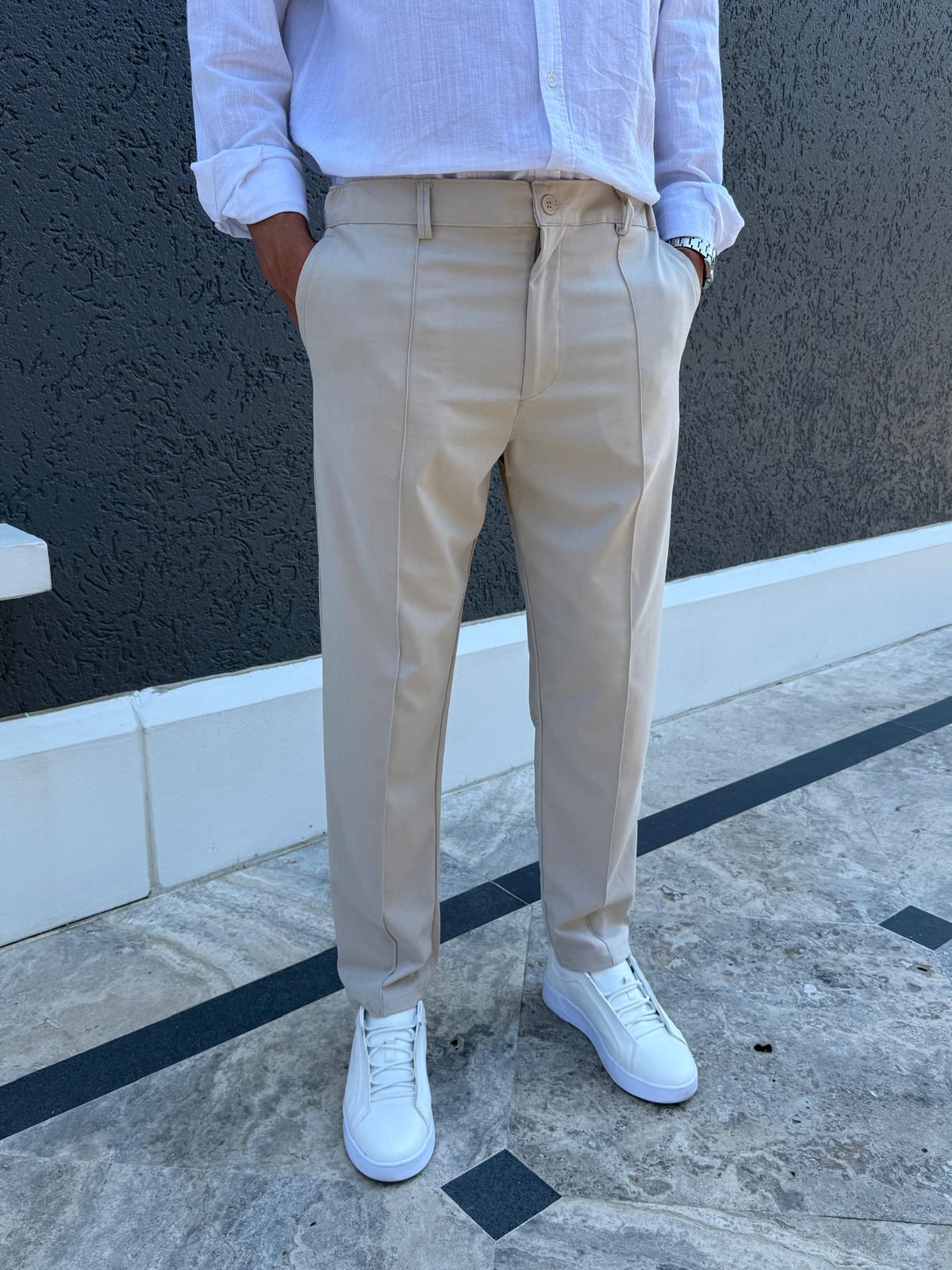 Çizgi Detaylı Basic Jogger Pantolon Taş