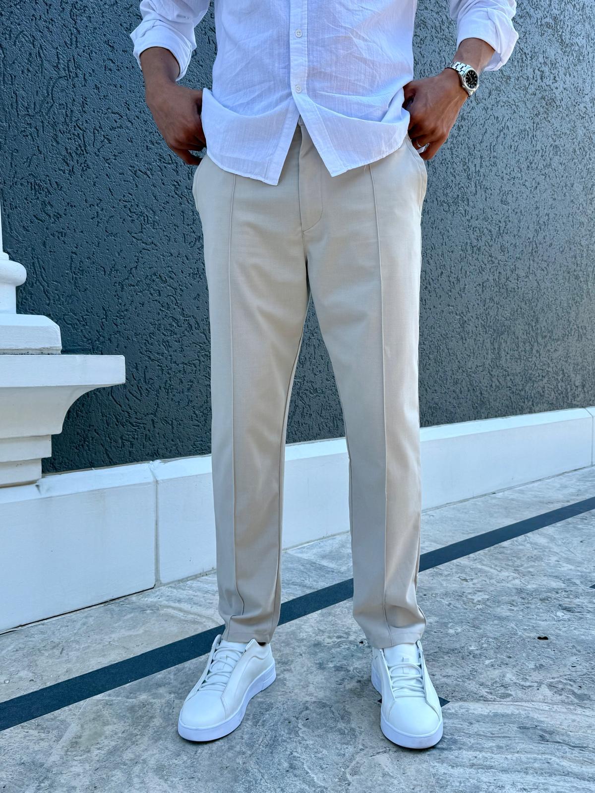 Çizgi Detaylı Basic Jogger Pantolon Taş