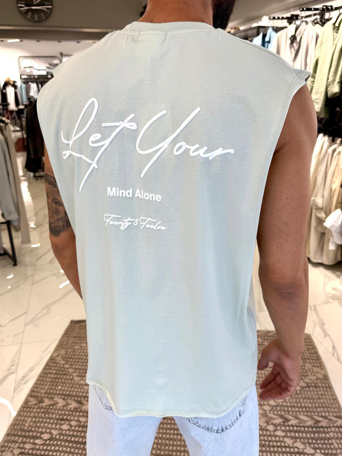 Desenli Kolsuz Oversize Tişört Mint