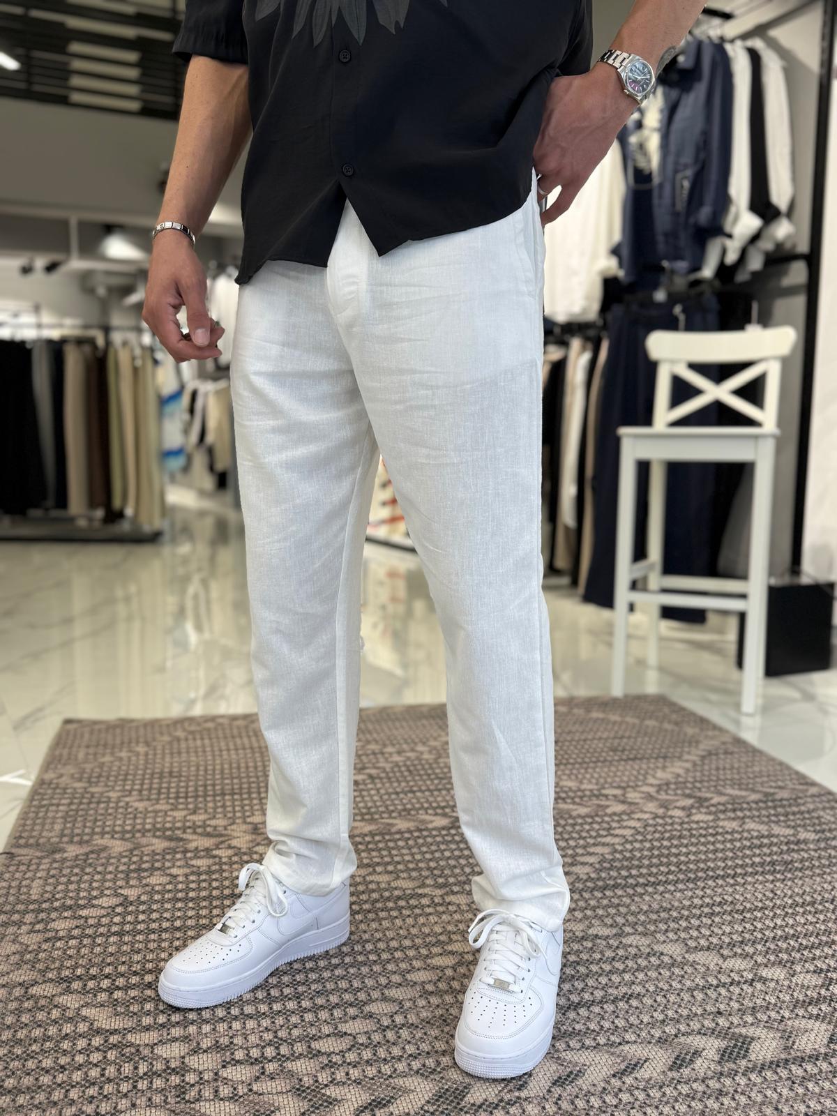 Duble Paça Keten Pantolon