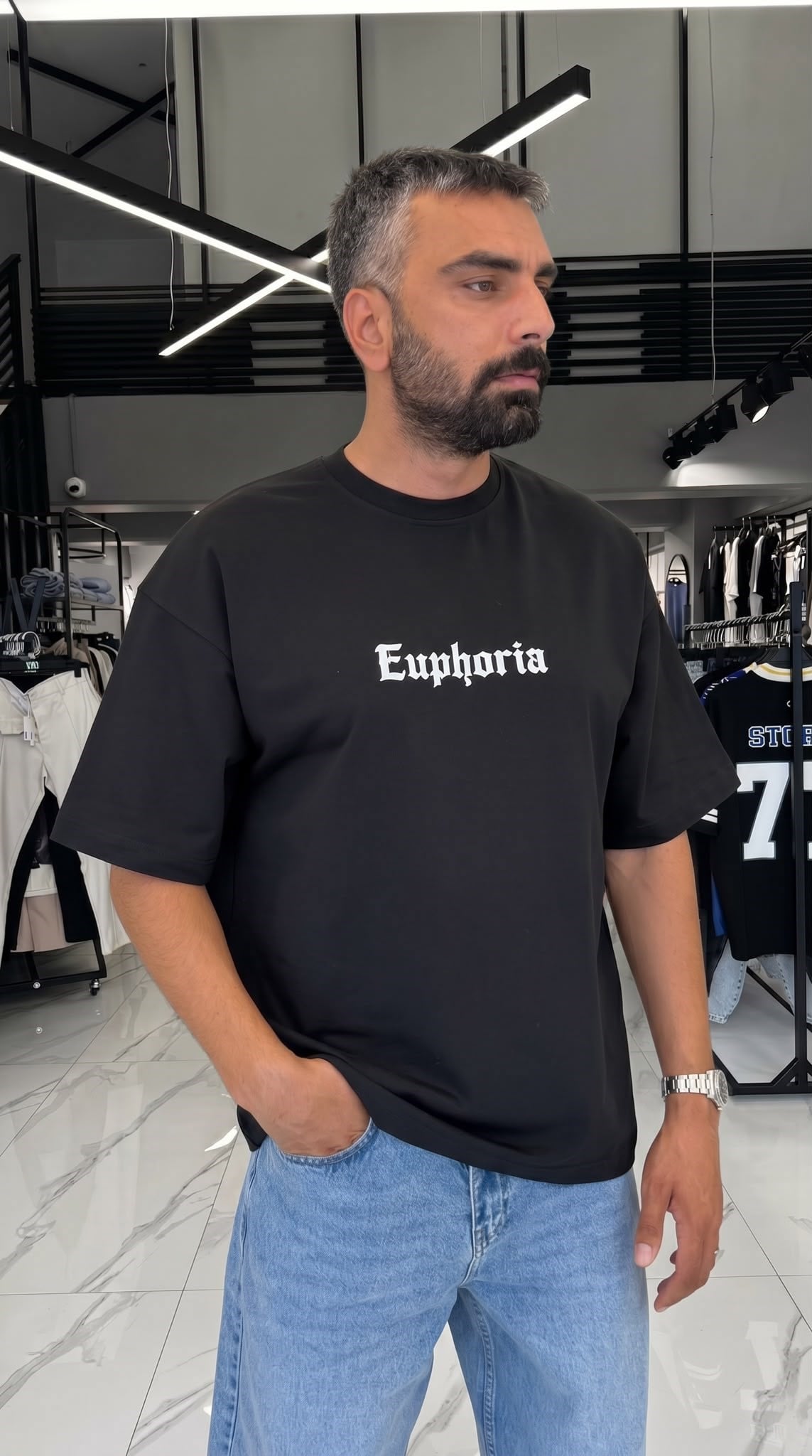 Euphoria Doberman Oversize T-Shirt Siyah