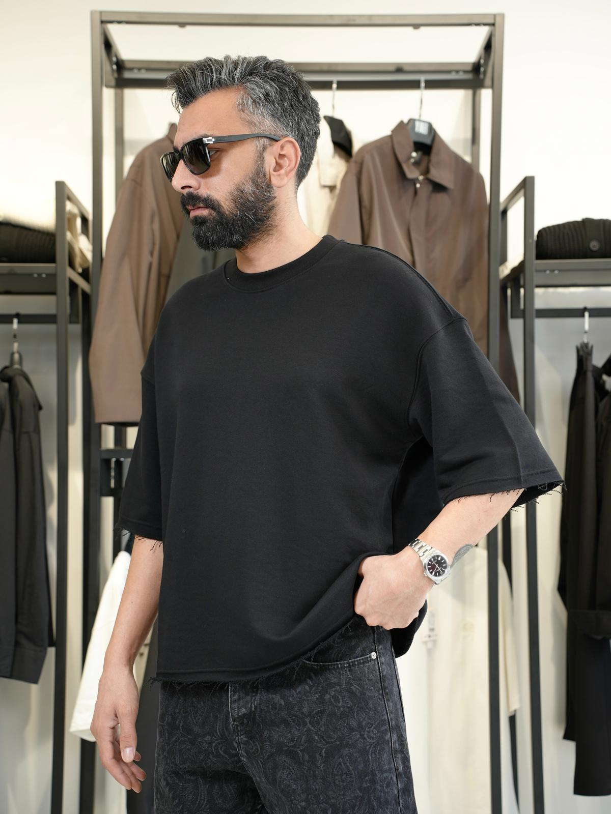 Fakir Kol Oversize Tshirt Siyah