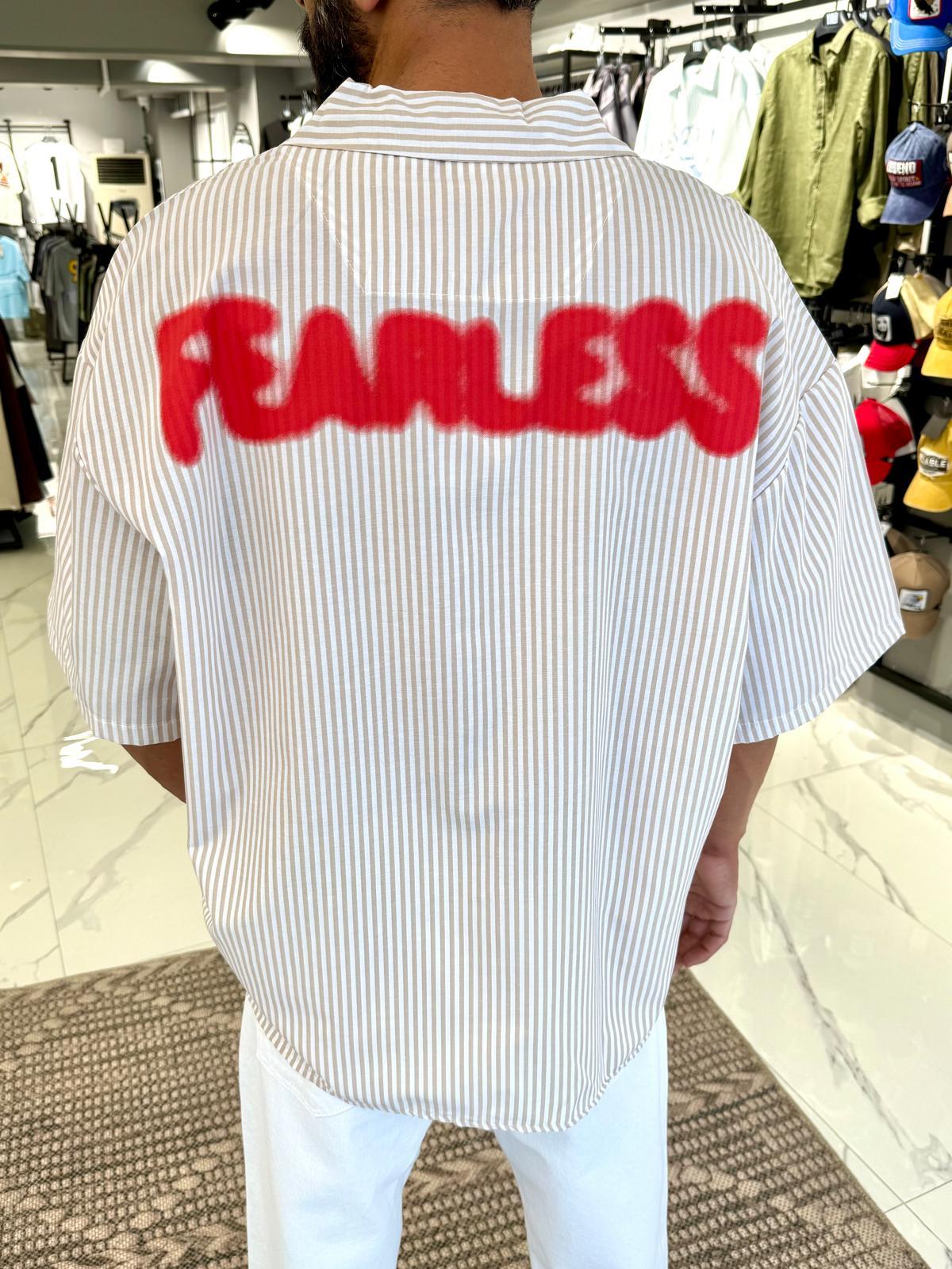 Fearless Baskılı Gömlek Kahve