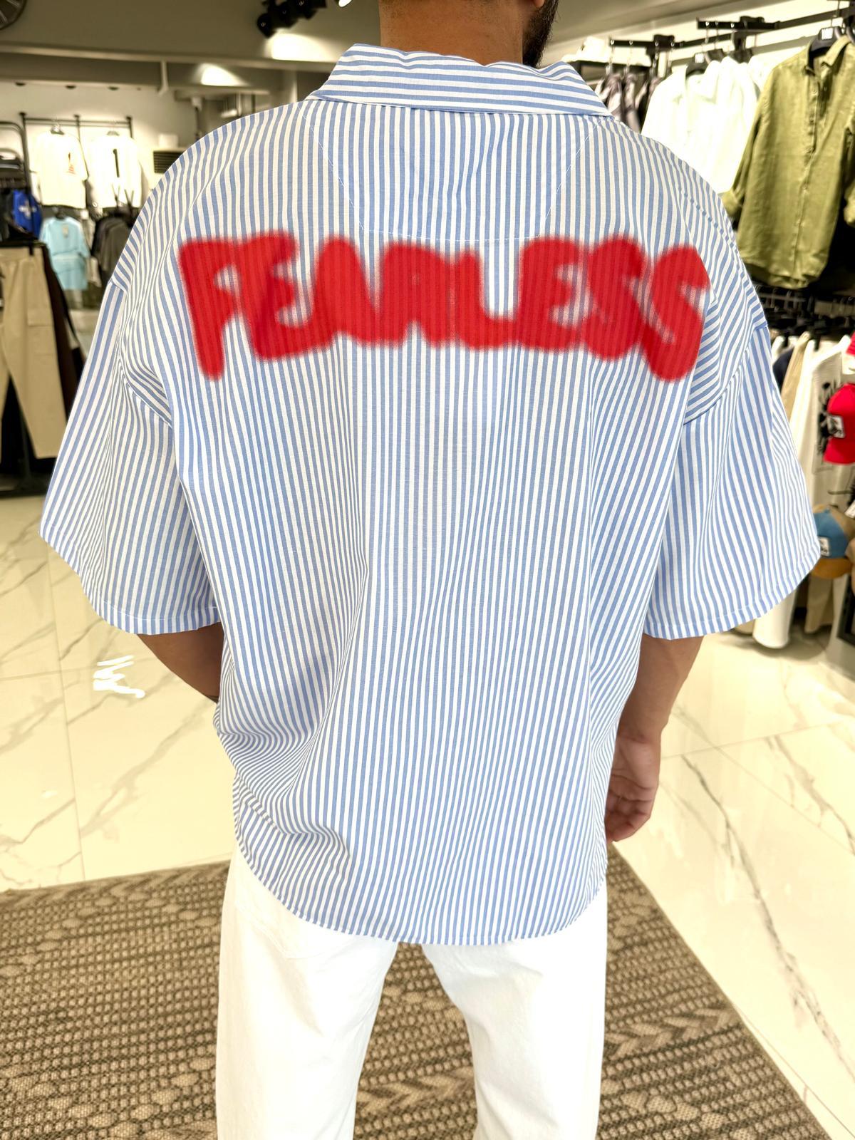 Fearless Baskılı Gömlek Mavi