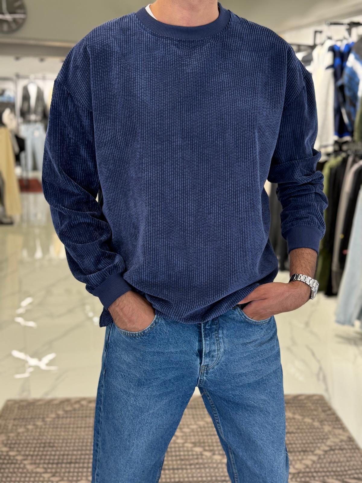 Fitilli Kadife Sweatshirt Lacivert