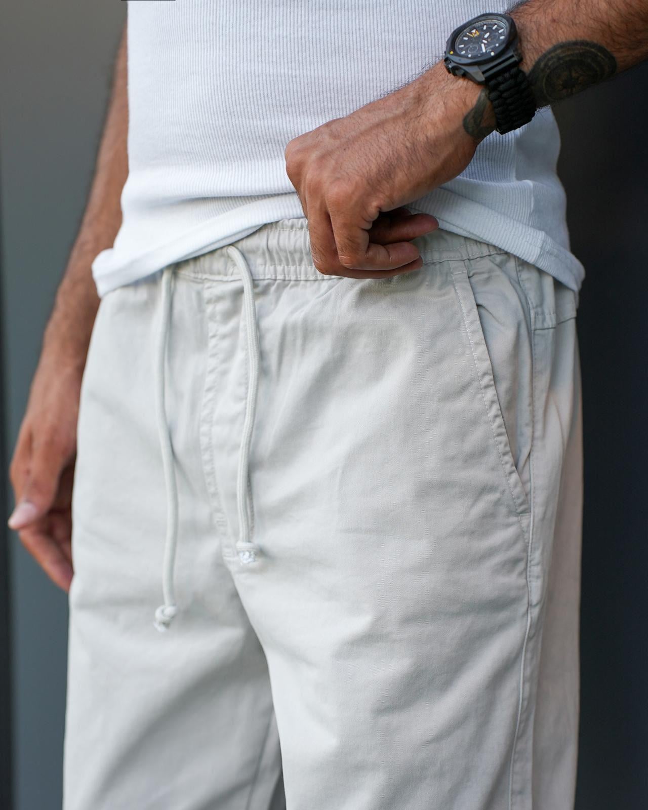 Gabardin Kumaş Paça Lastikli Jogger Pantolon Taş
