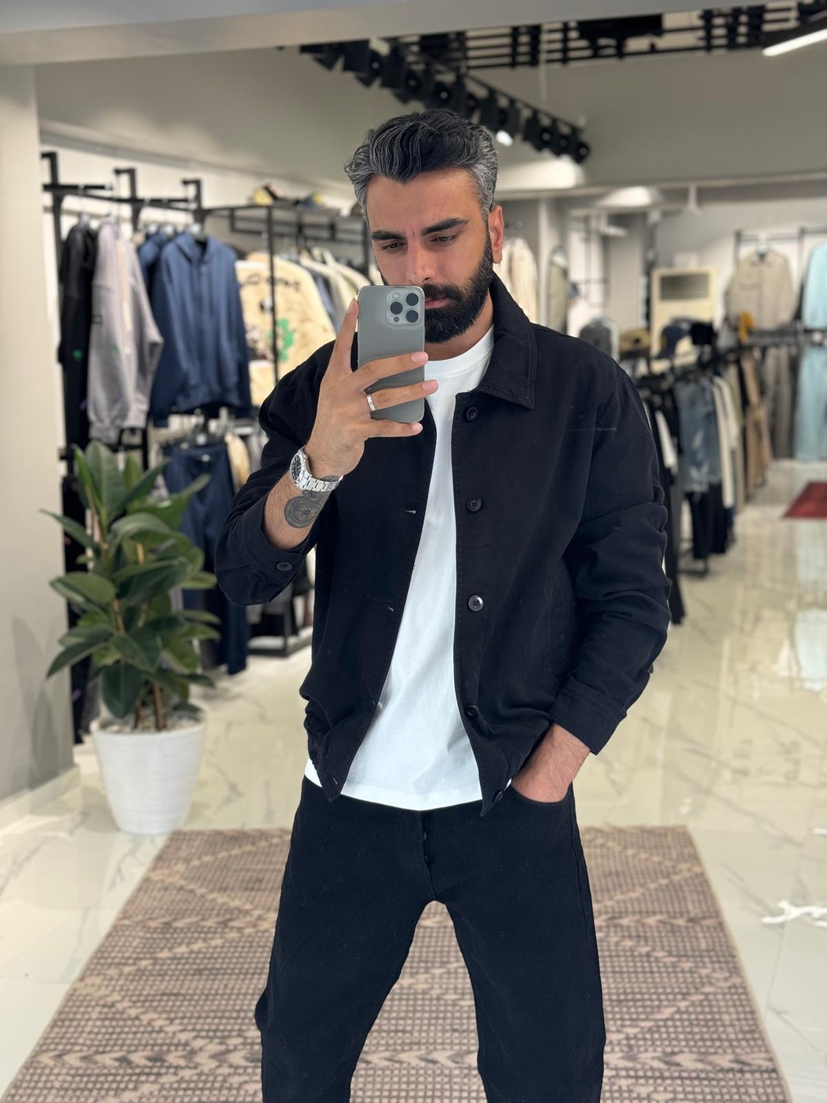 Gabardin Yıkamalı Ceket Siyah