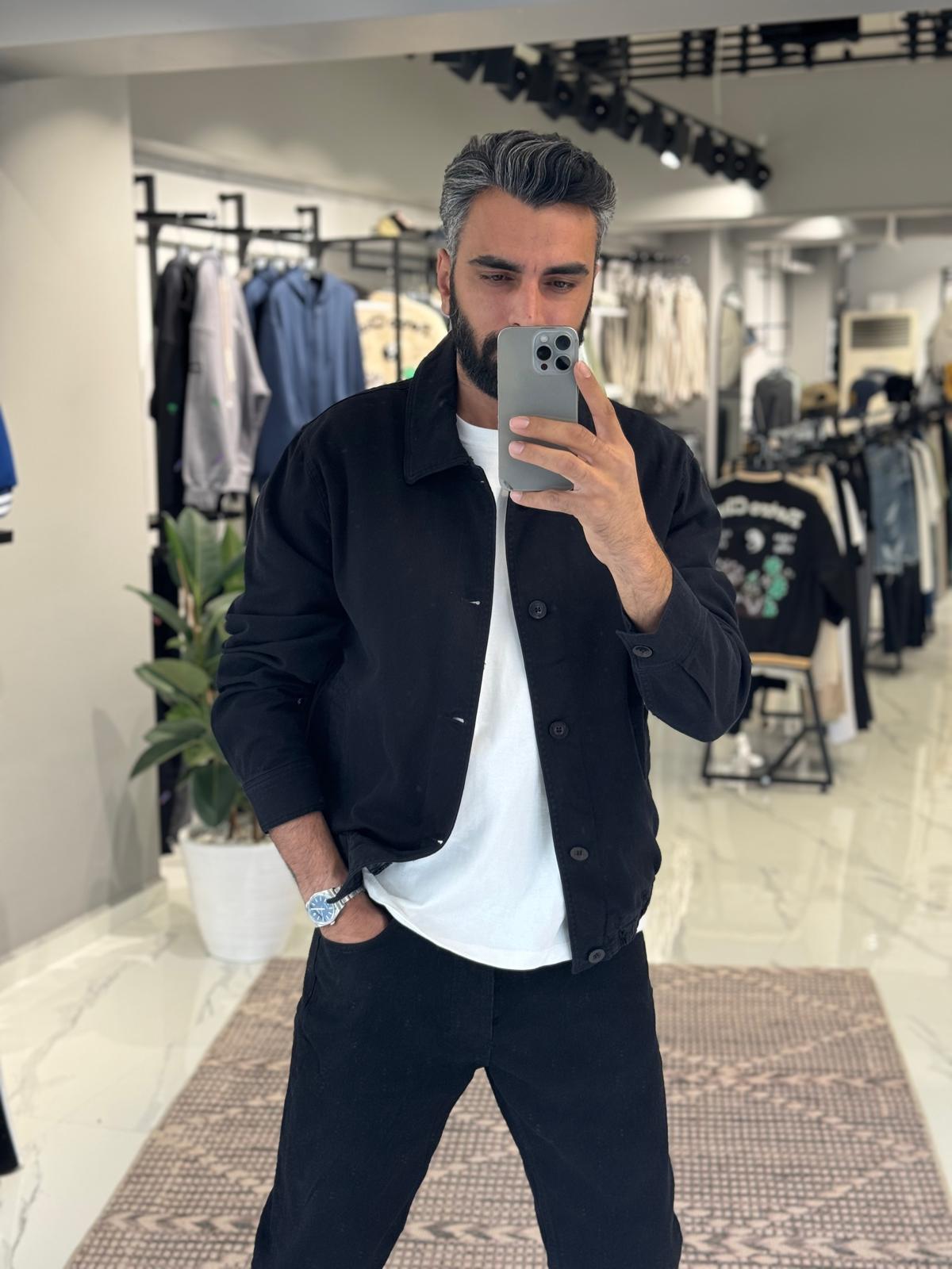 Gabardin Yıkamalı Ceket Siyah