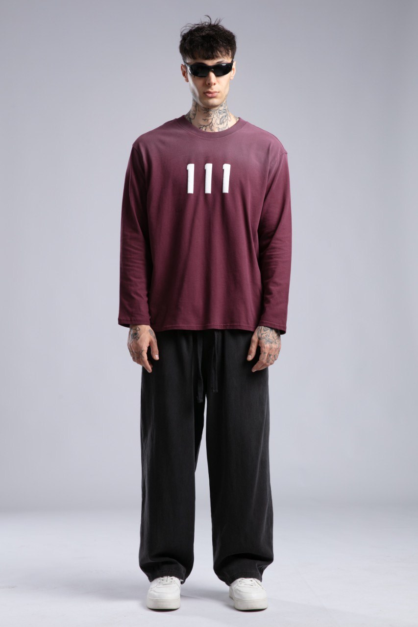 İnce Basic Pistole Sweatshirt Bordo