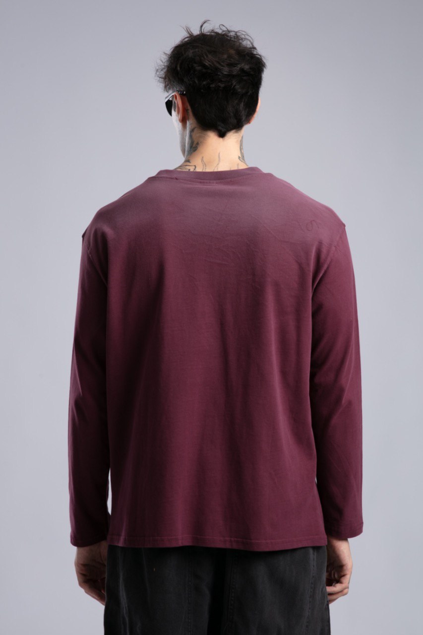 İnce Basic Pistole Sweatshirt Bordo
