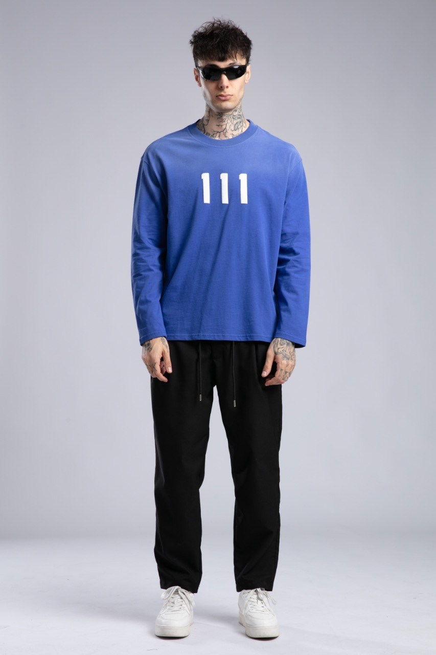 İnce Basic Pistole Sweatshirt Mavi