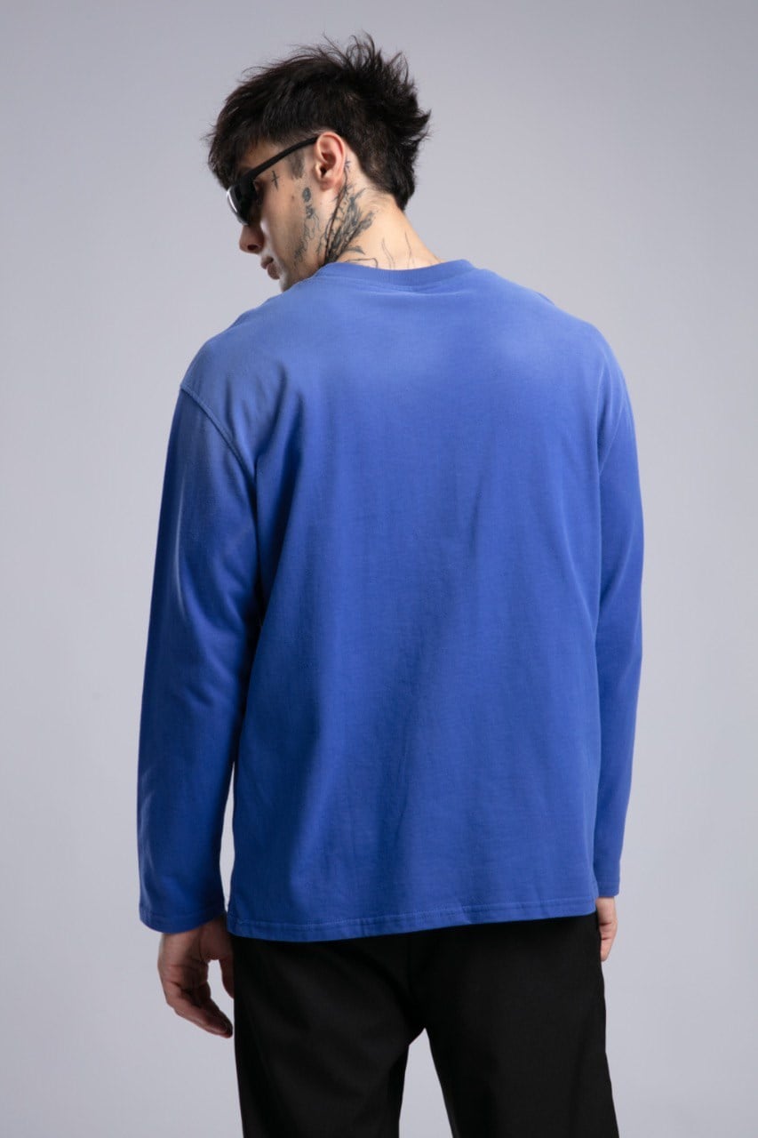 İnce Basic Pistole Sweatshirt Mavi