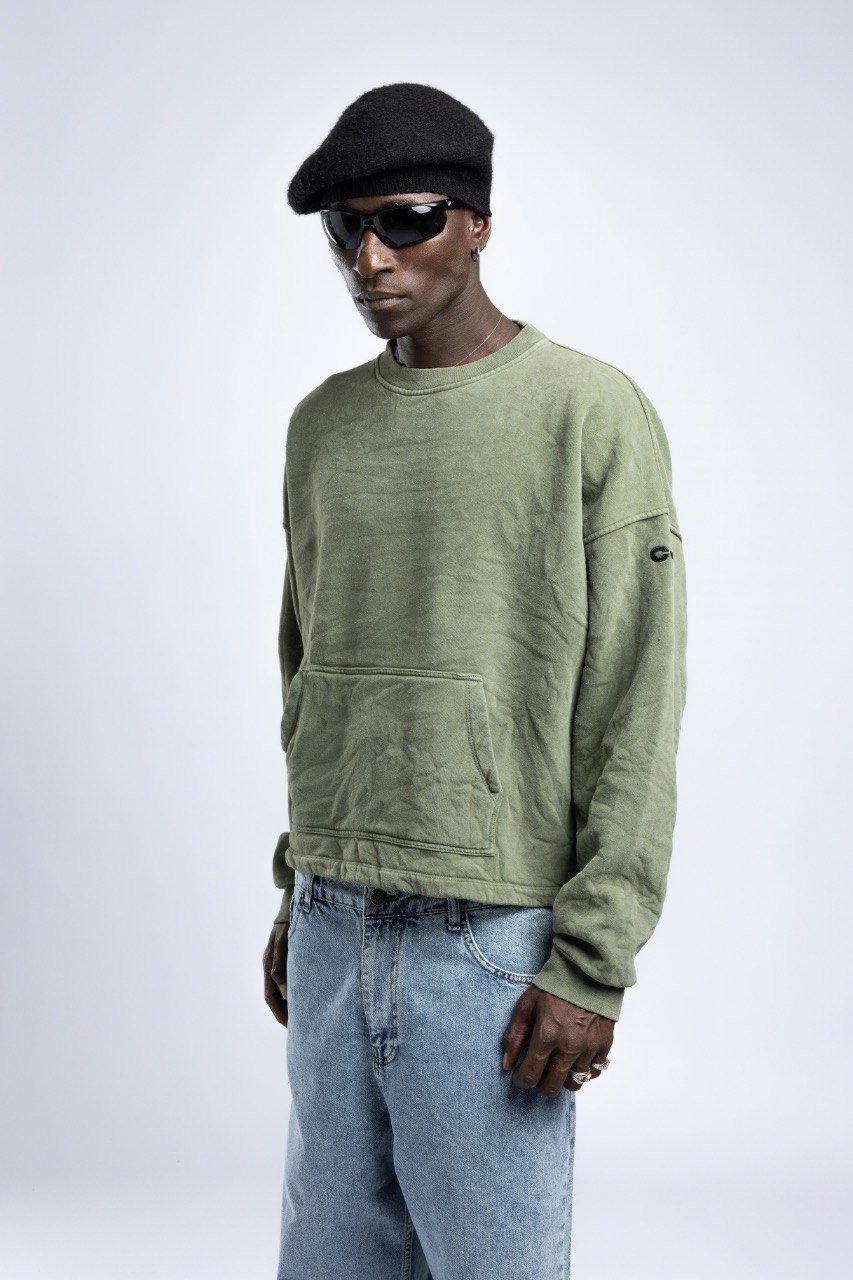 Kanguru Cepli Oversize Sweatshirt Haki