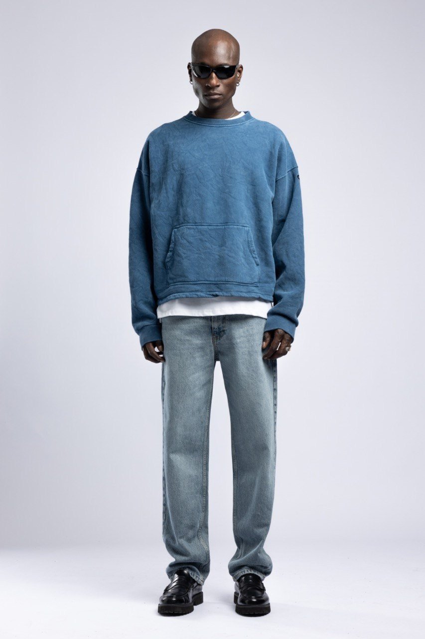 Kanguru Cepli Oversize Sweatshirt Lacivert