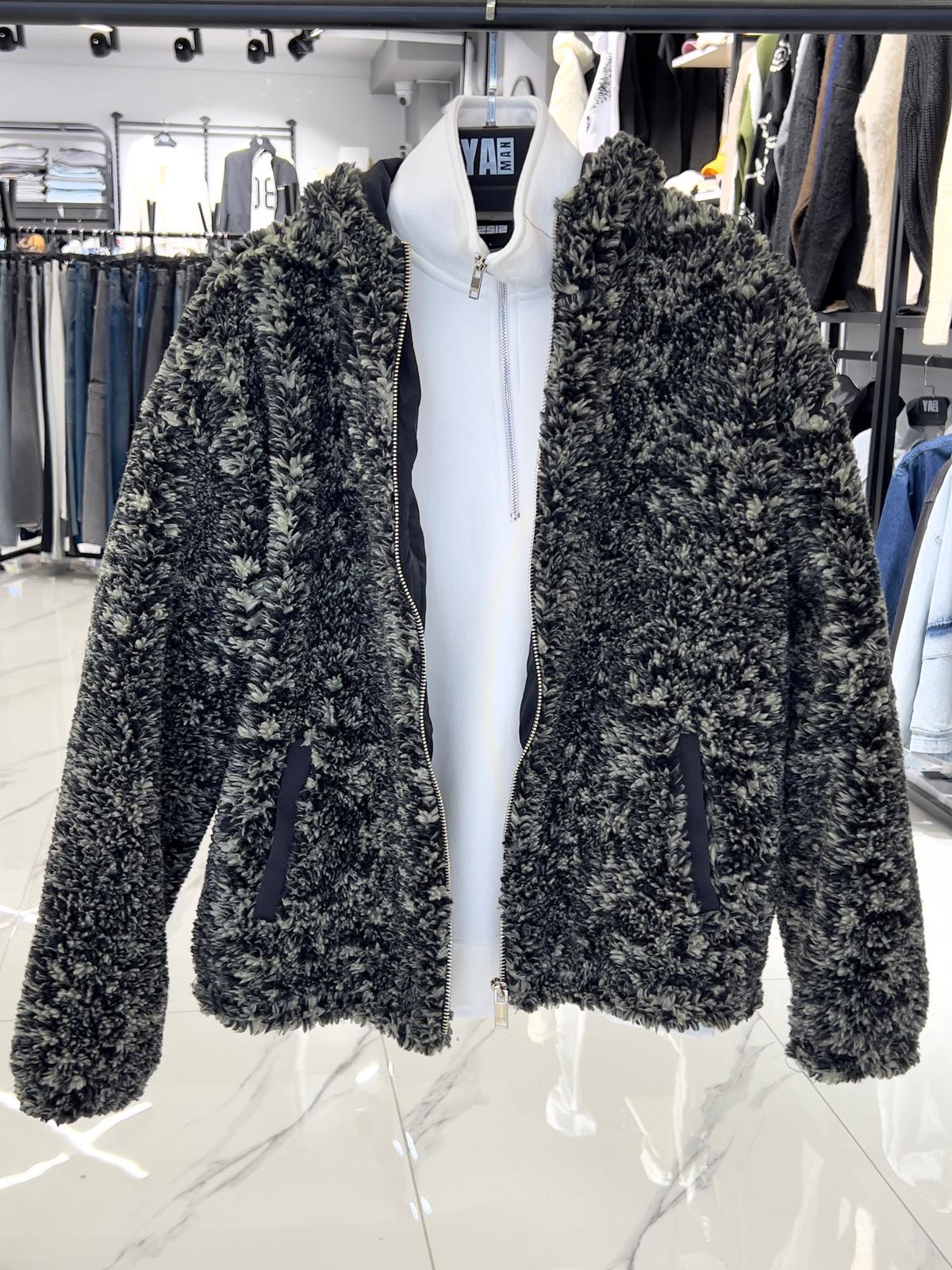 Kapüşonlu Peluş Mont Siyah