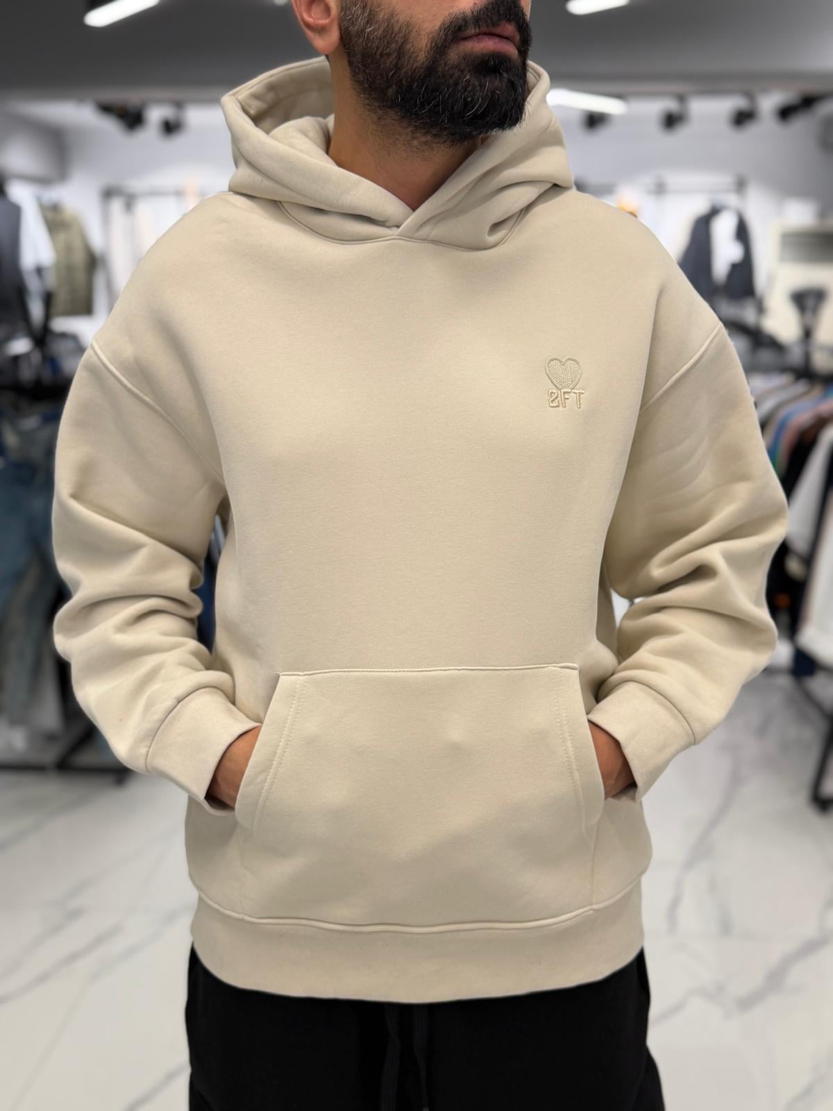 Kapüşonlu Sweat Bej