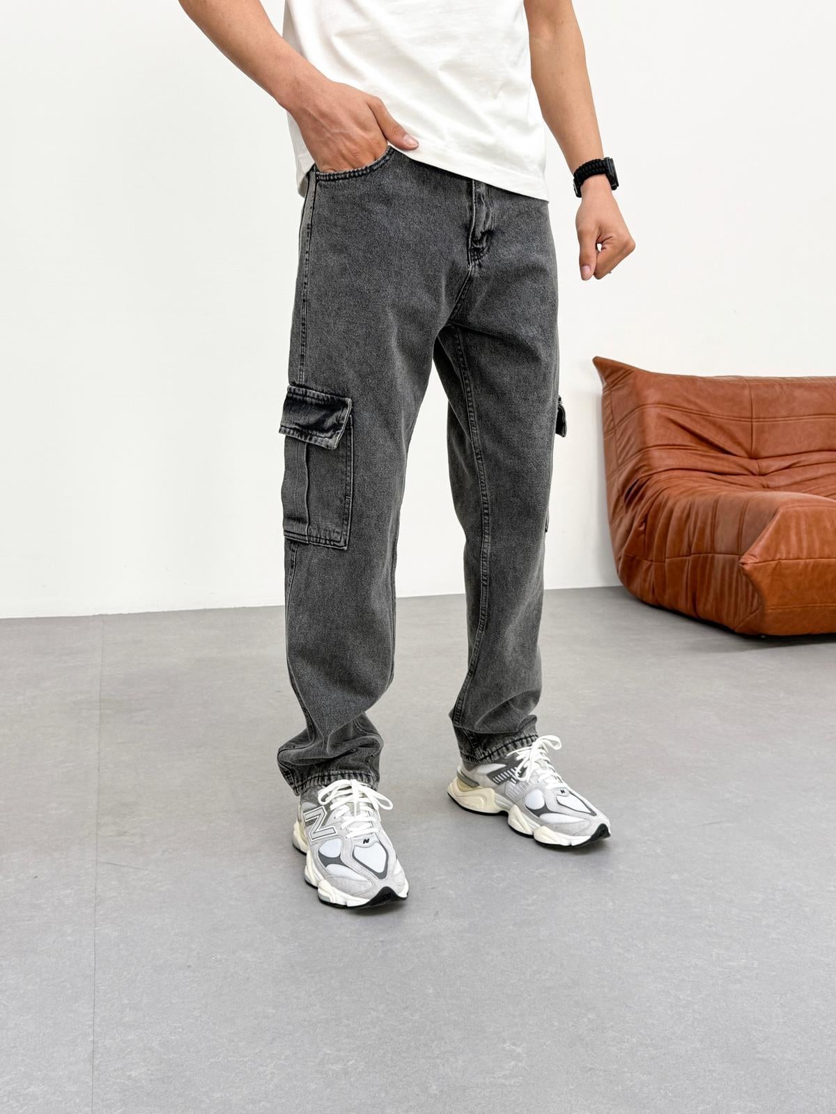 Kargo Cep Baggy Pantolon Antrasit