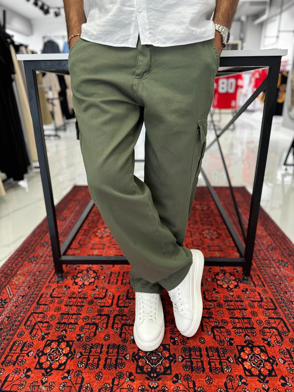 Kargo Cep Baggy Pantolon Haki