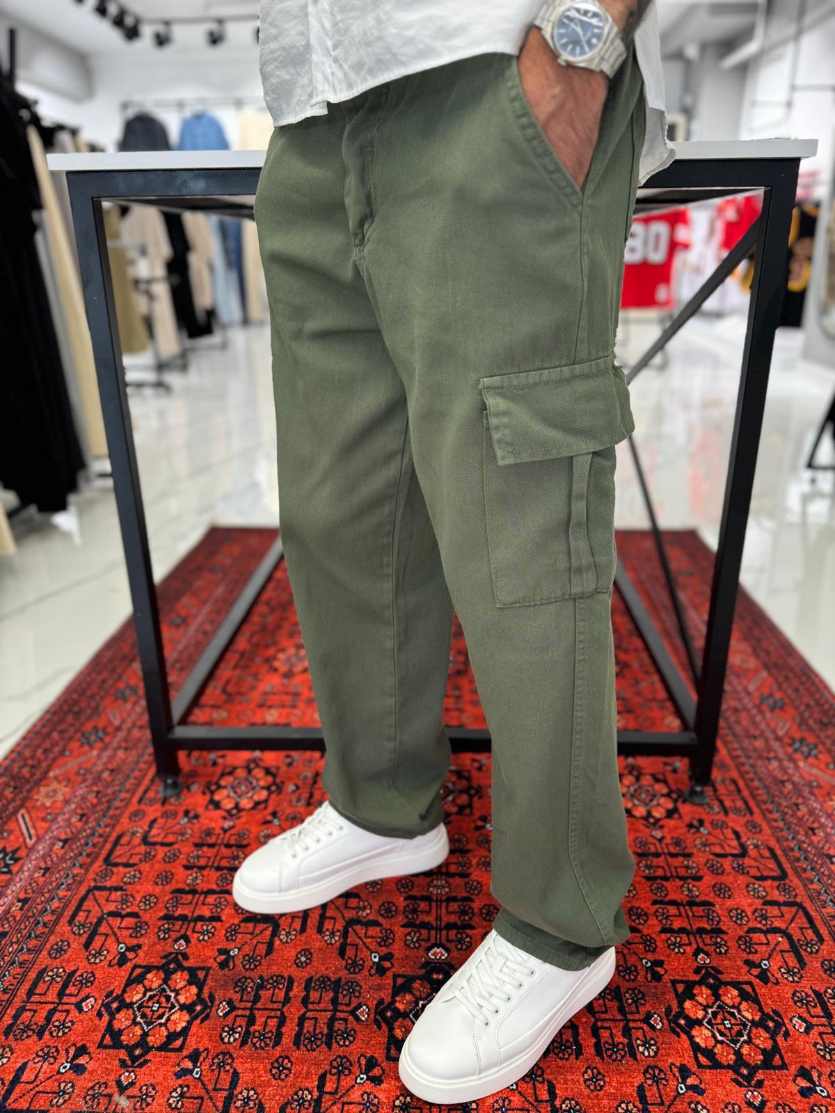 Kargo Cep Baggy Pantolon Haki