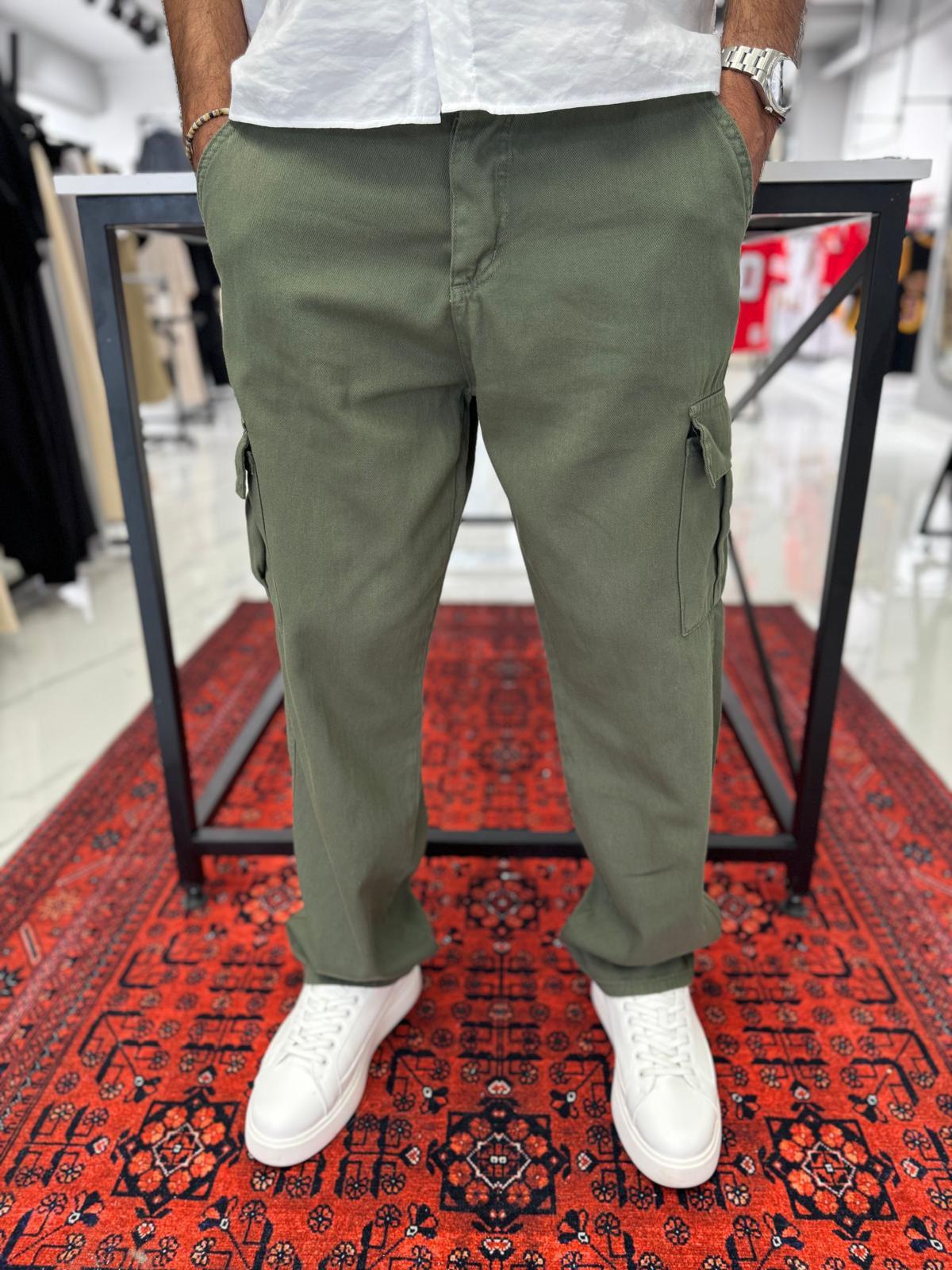 Kargo Cep Baggy Pantolon Haki