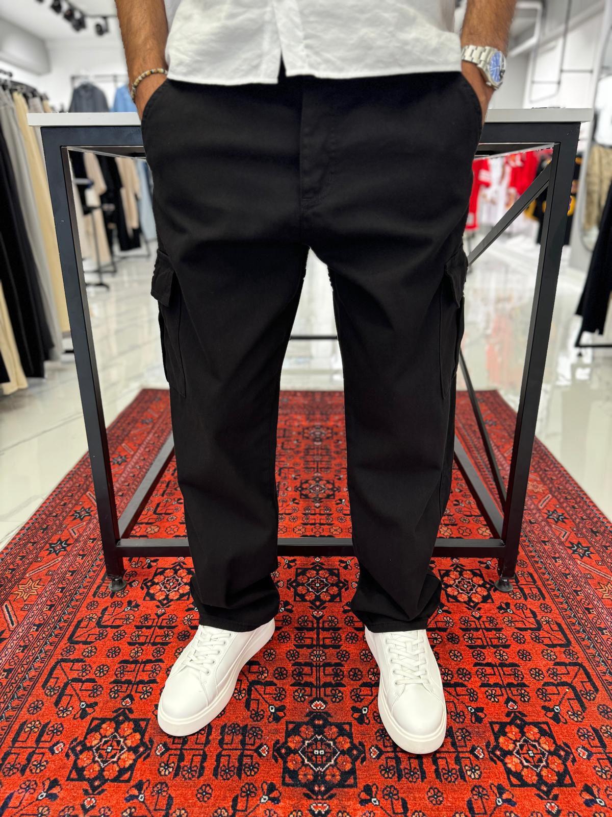 Kargo Cep Baggy Pantolon Siyah