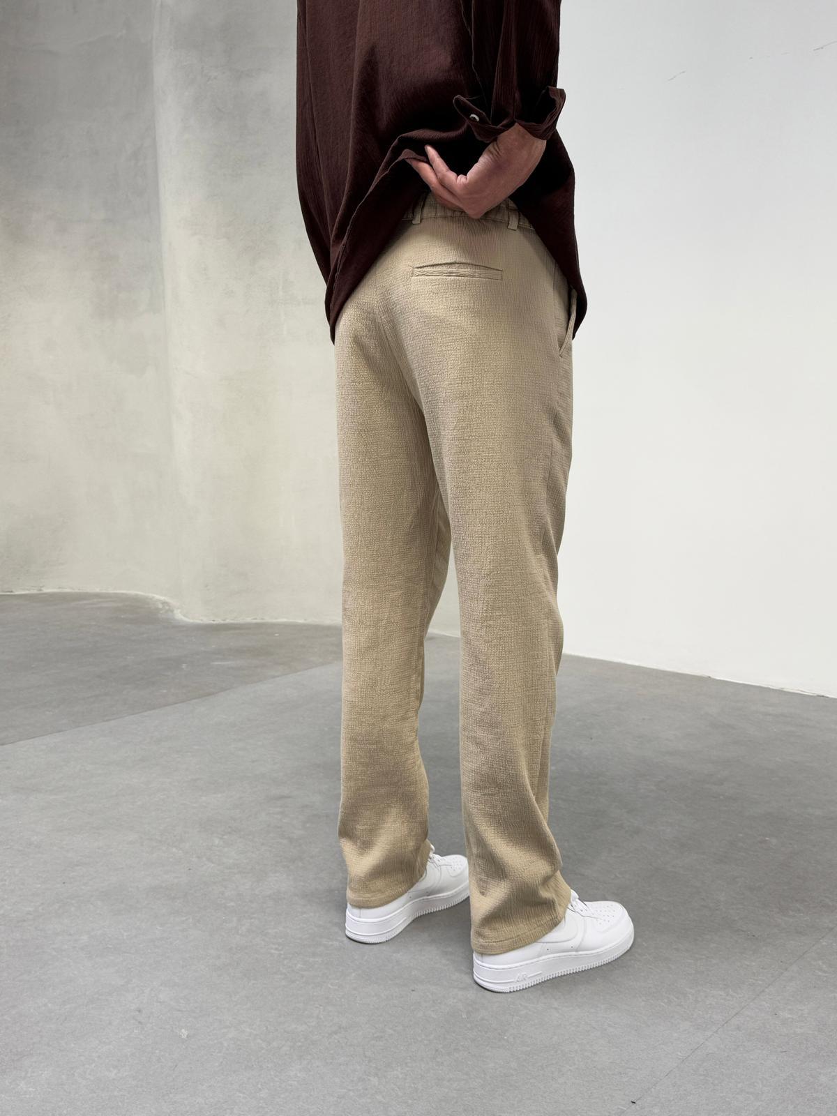 Kırinkıl Keten Kumaş Baggy Pantolon Bej