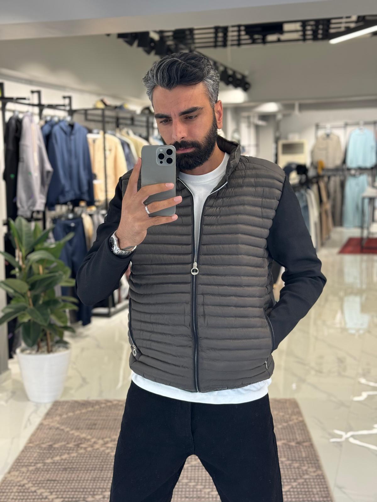 Kol Kumaş Şişme Mont Yeşil