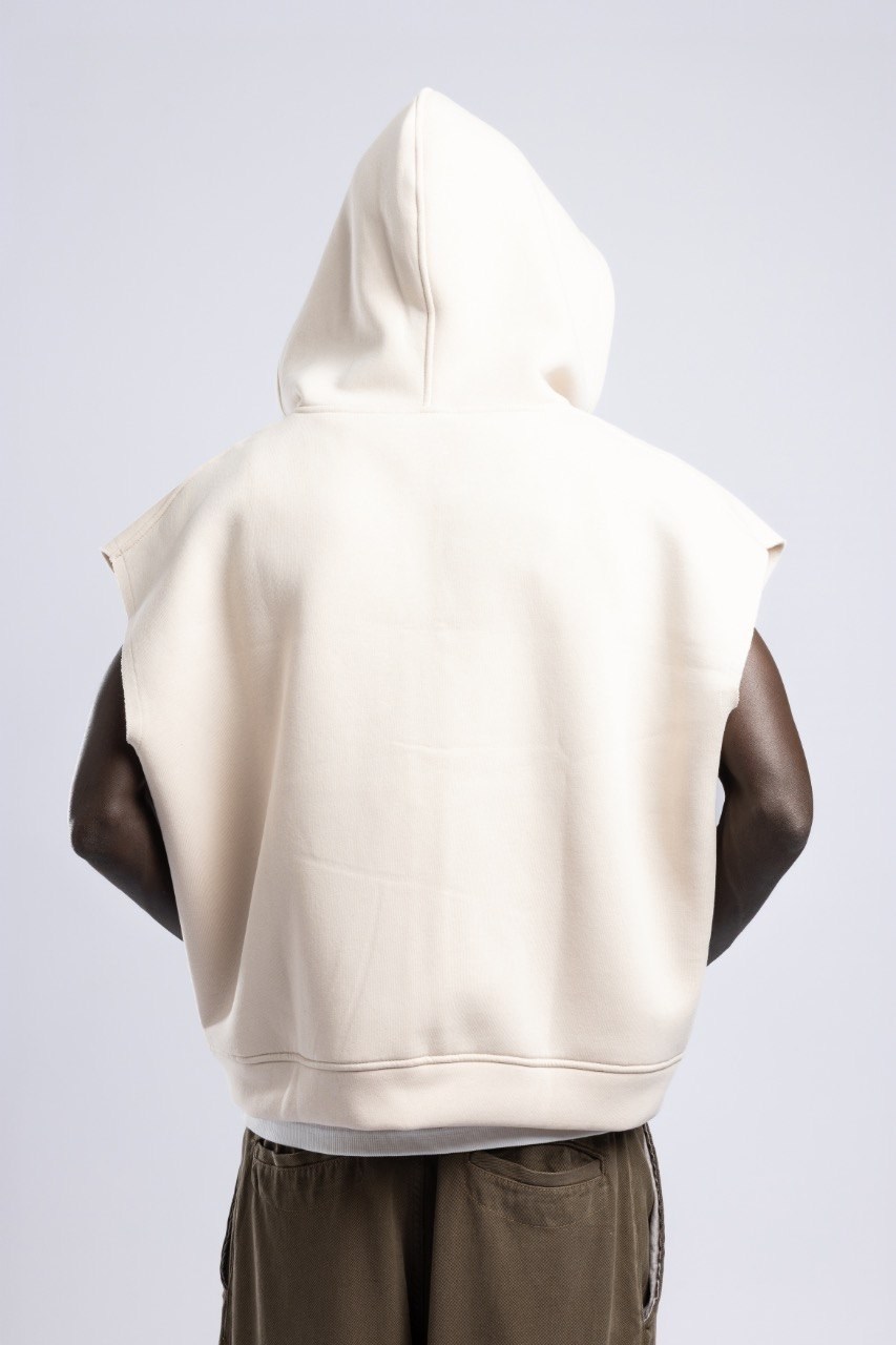 Kolsuz Kapüşonlu Fermuarlı Sweatshirt Bej