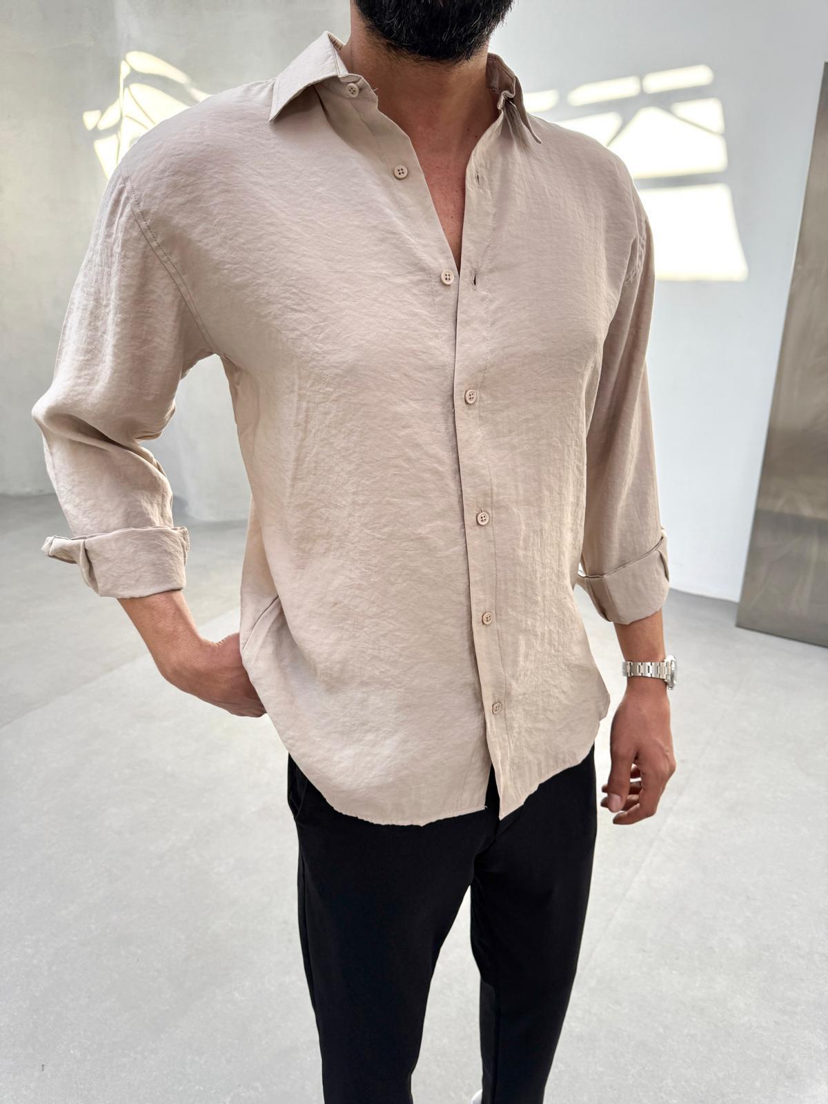 Model Kumaş Basic Gömlek Bej