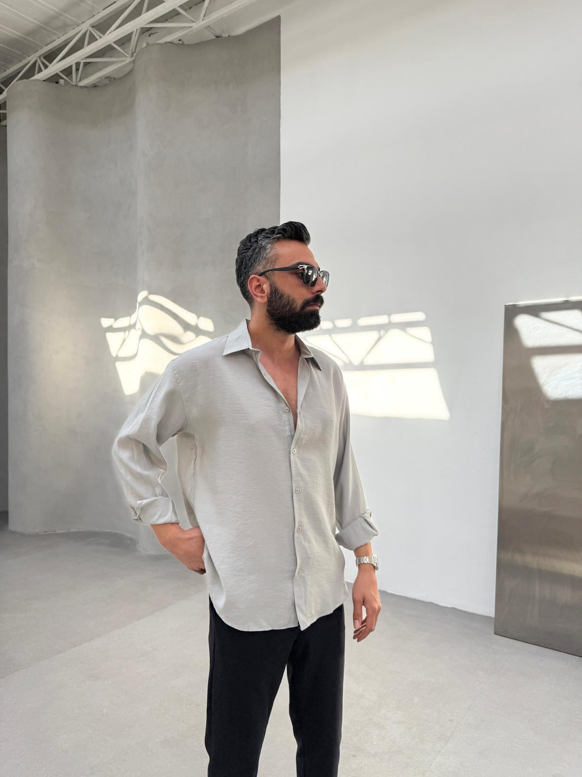 Model Kumaş Basic Gömlek Gri