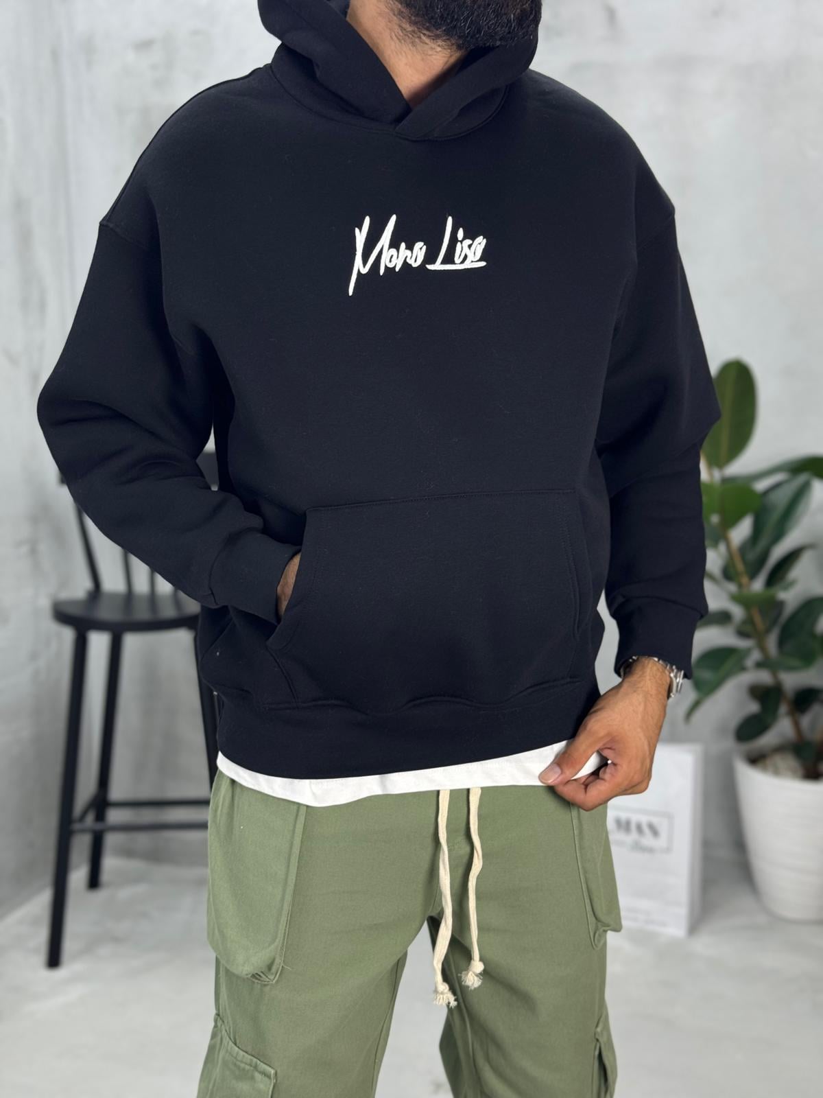 Mona Lisa Baskılı Sweatshirt Siyah