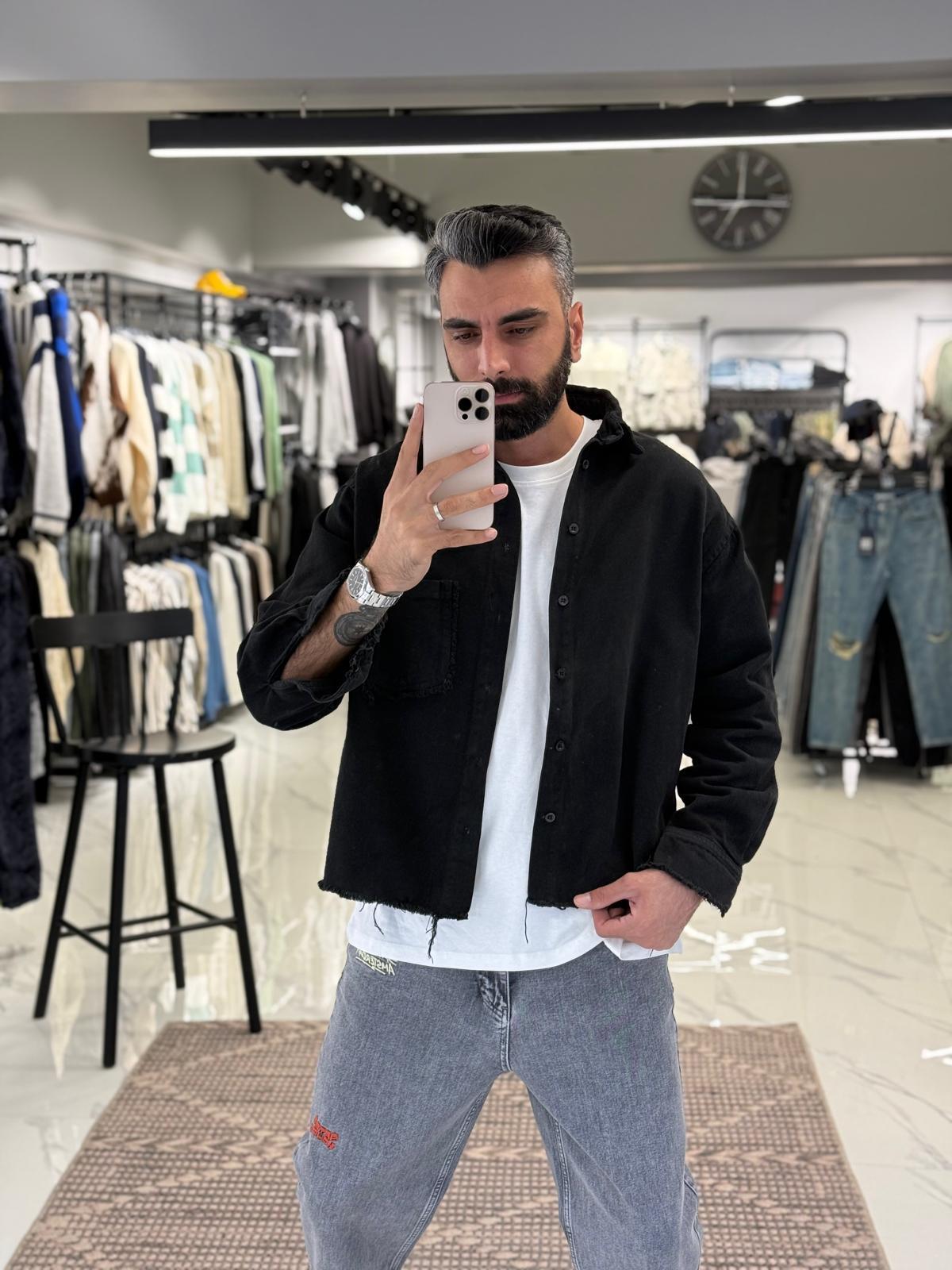 No İmaj Baskılı Ceket Siyah