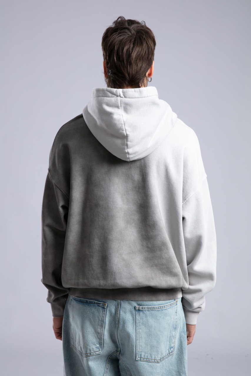 Oilwashed Kapüşonlu Sweatshirt Gri