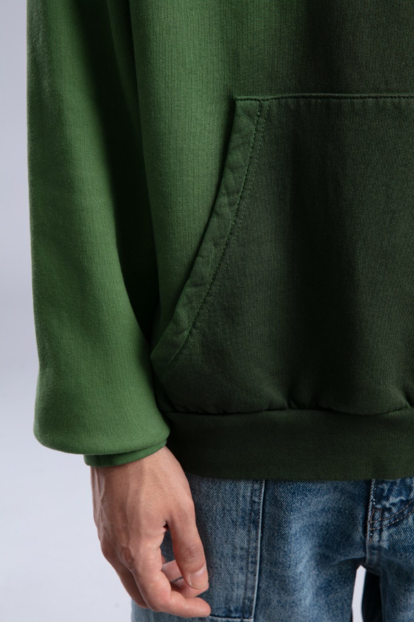 Oilwashed Kapüşonlu Sweatshirt Haki