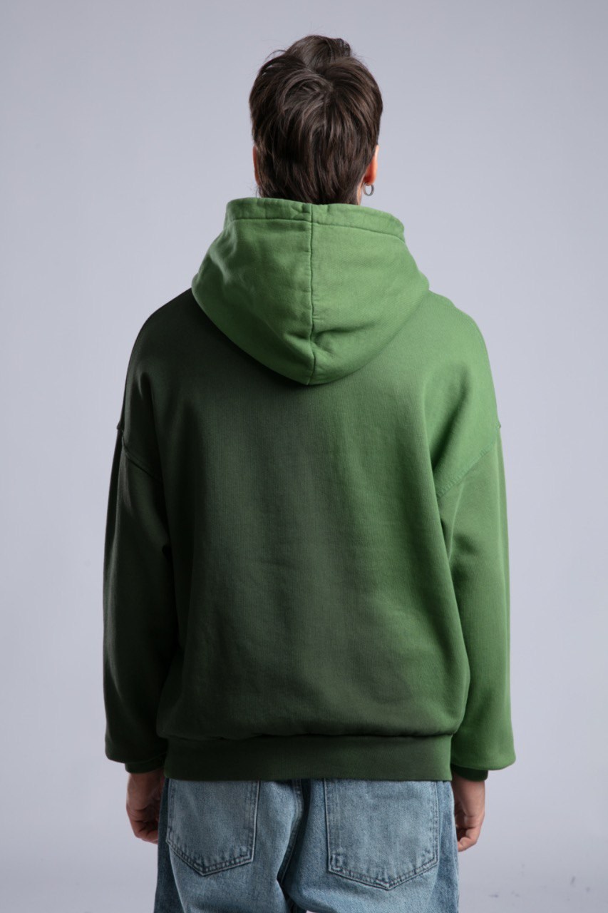 Oilwashed Kapüşonlu Sweatshirt Haki