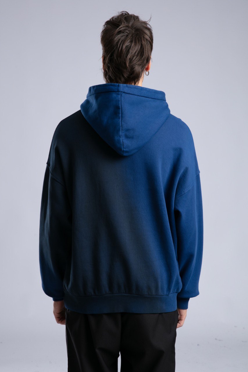 Oilwashed Kapüşonlu Sweatshirt Lacivert