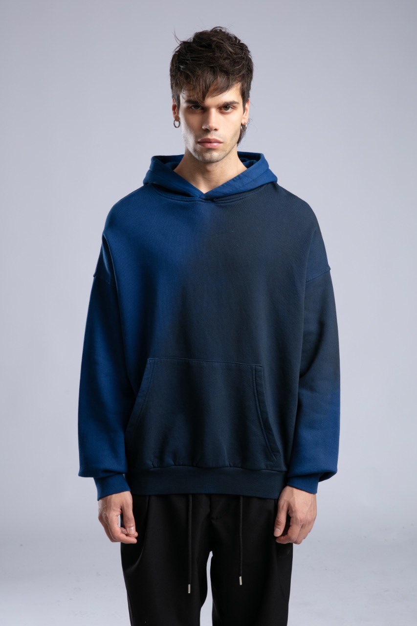 Oilwashed Kapüşonlu Sweatshirt Lacivert