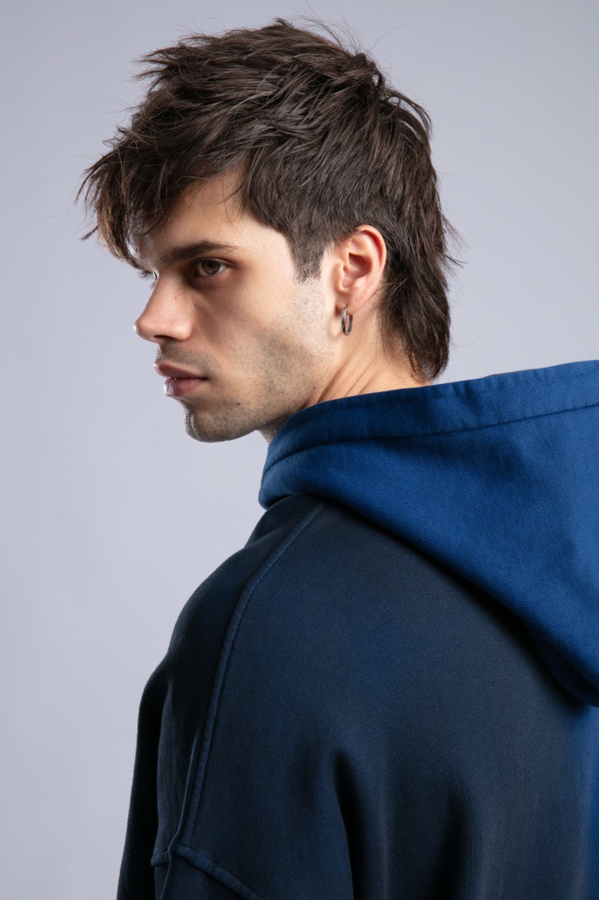 Oilwashed Kapüşonlu Sweatshirt Lacivert