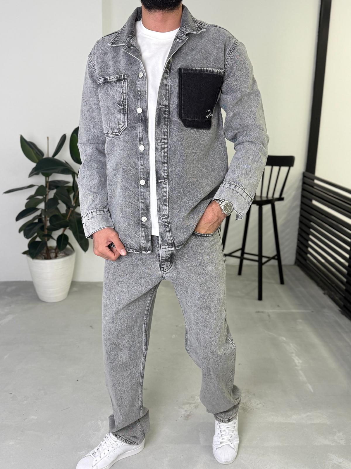 Oversize Ceket Baggy Pantolon Takım Gri