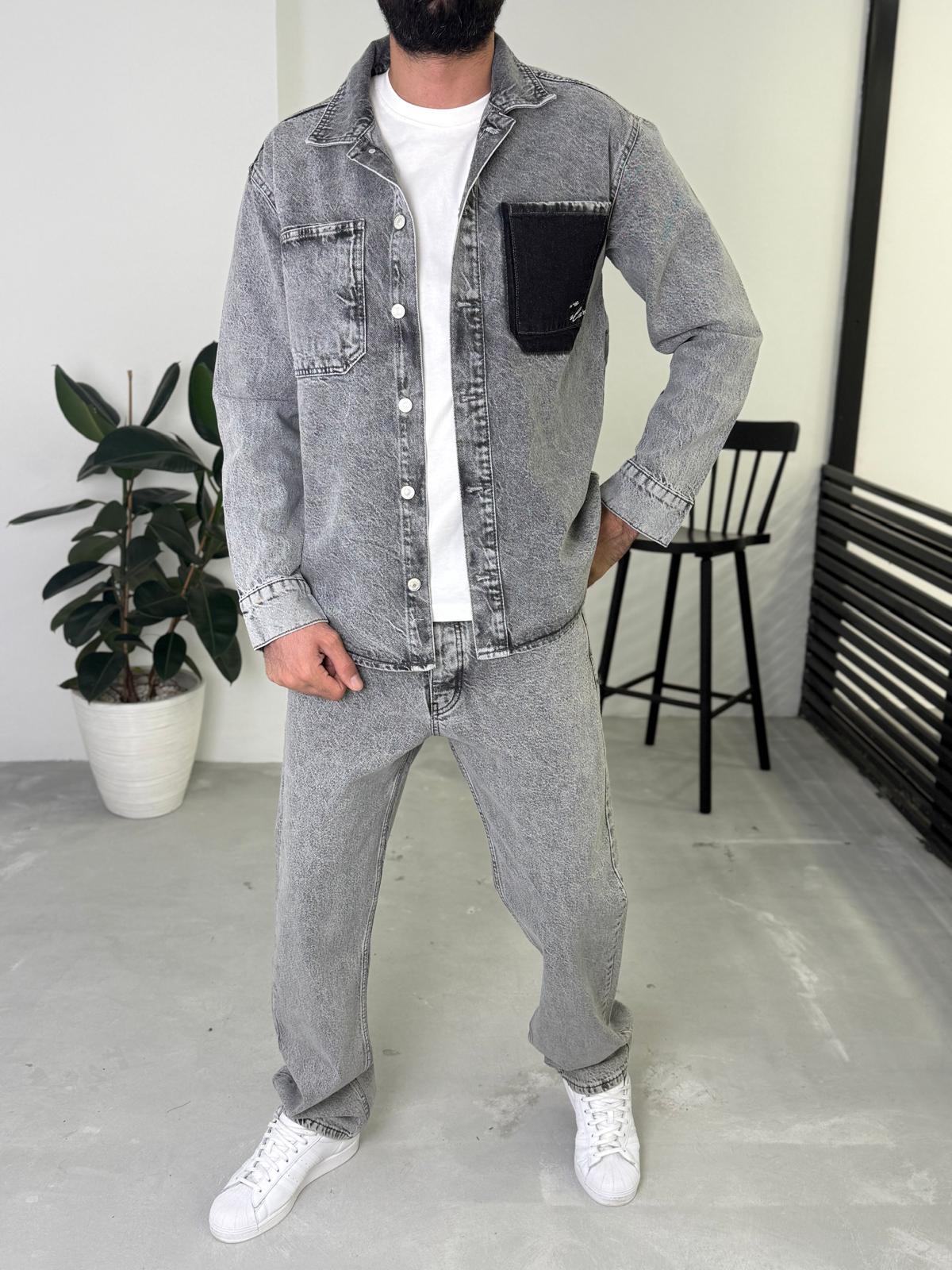 Oversize Ceket Baggy Pantolon Takım Gri