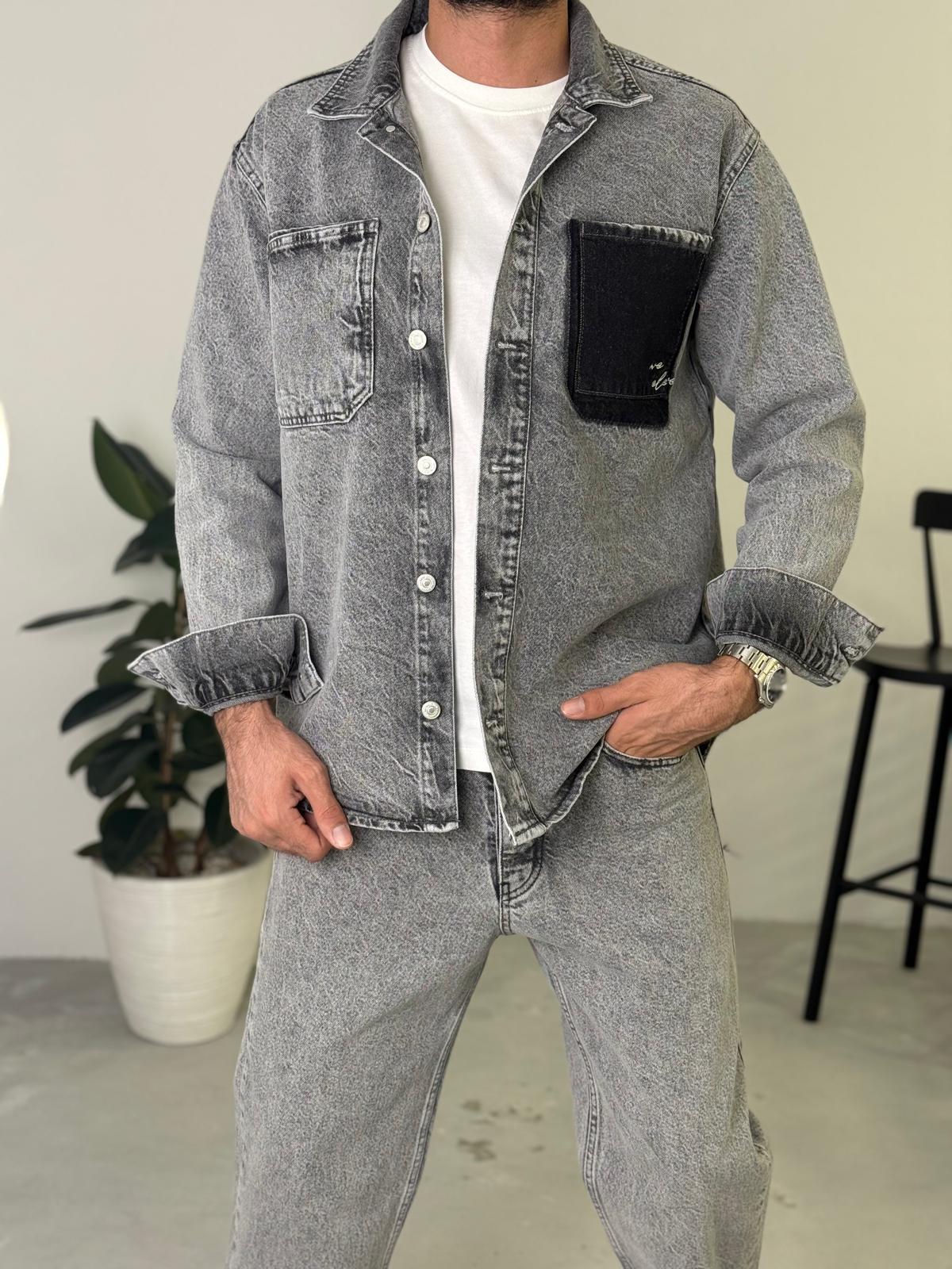 Oversize Ceket Baggy Pantolon Takım Gri